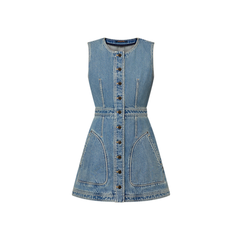 Kleid aus Denim mit Knöpfen an der Vorderseite Damen Ready to Wear Kleider | LOUIS VUITTON (Zoom)