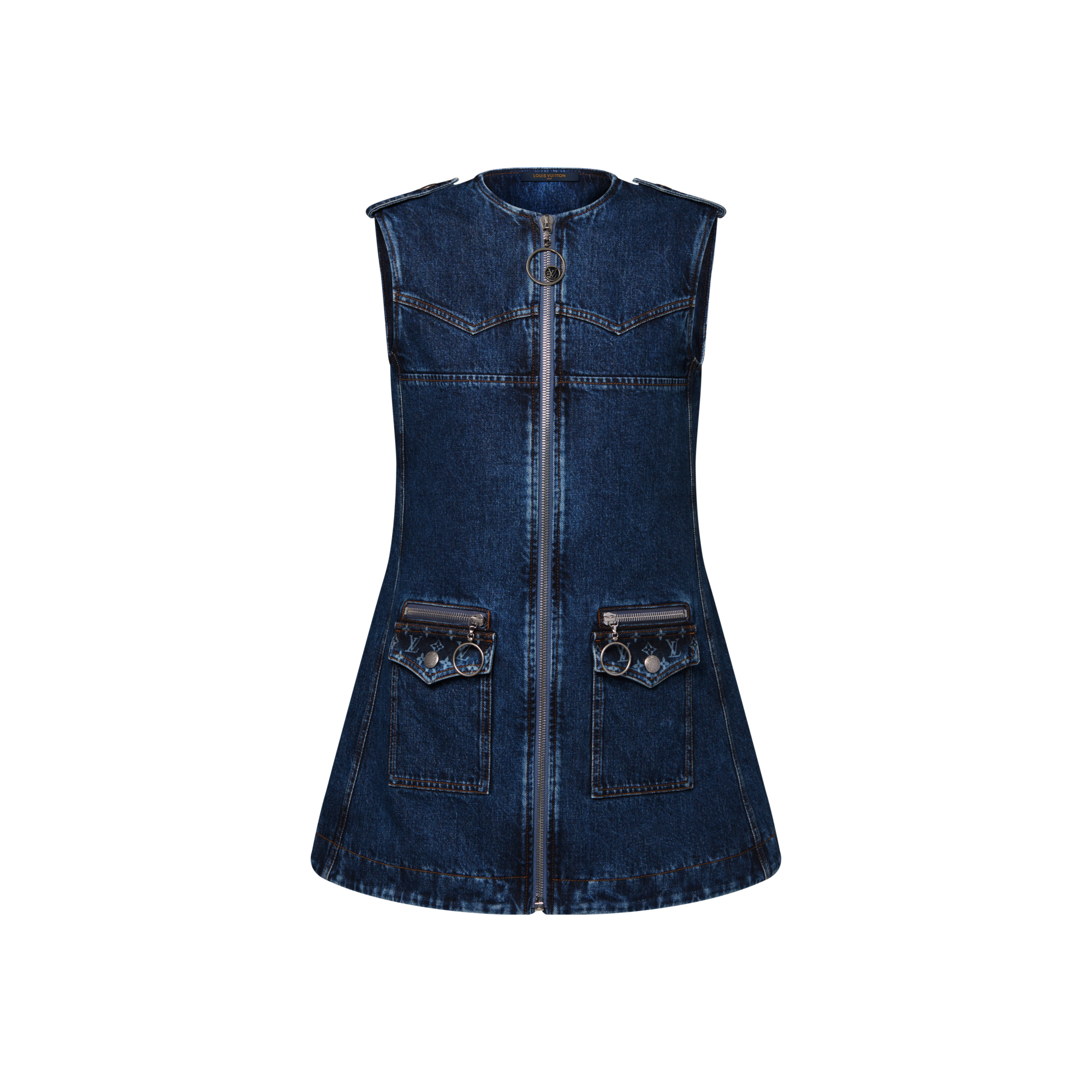Kleid aus grobem Denim mit Reißverschluss  Damen Ready to Wear Kleider | LOUIS VUITTON (Zoom)