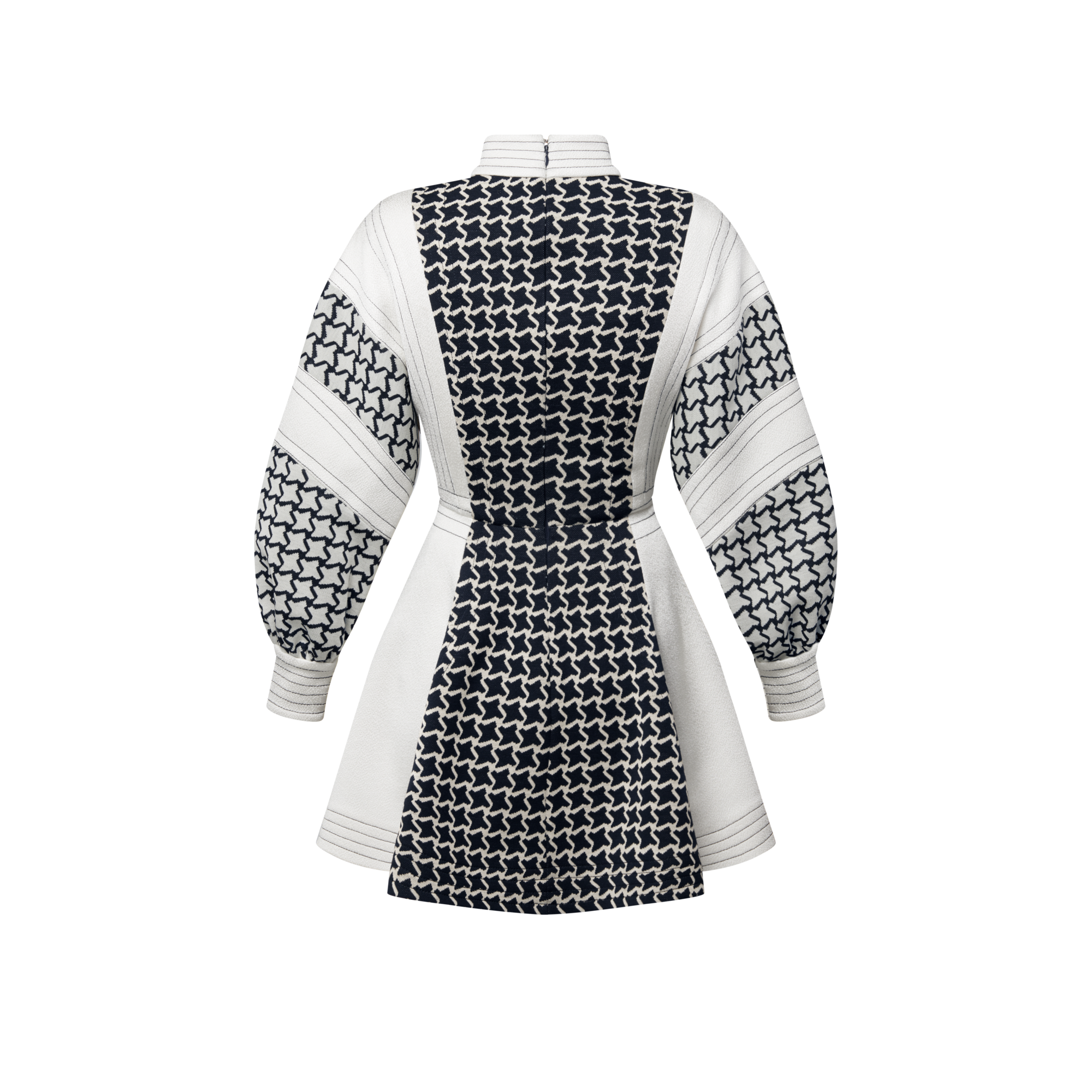 Kleid aus Wabenmuster-Jacquard mit Ballonärmeln  Damen Ready to Wear Kleider | LOUIS VUITTON (Zoom)