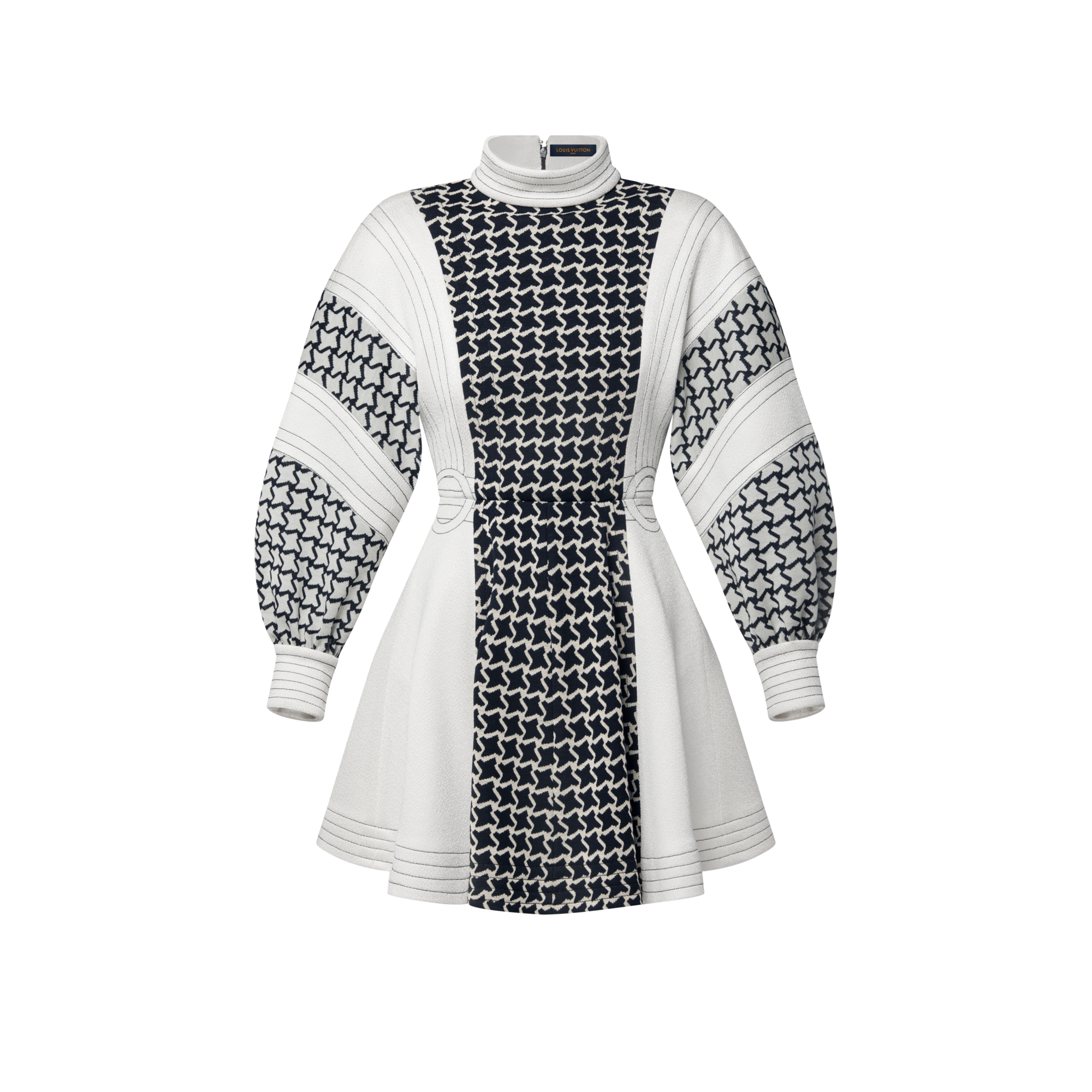 Kleid aus Wabenmuster-Jacquard mit Ballonärmeln  Damen Ready to Wear Kleider | LOUIS VUITTON (Zoom)