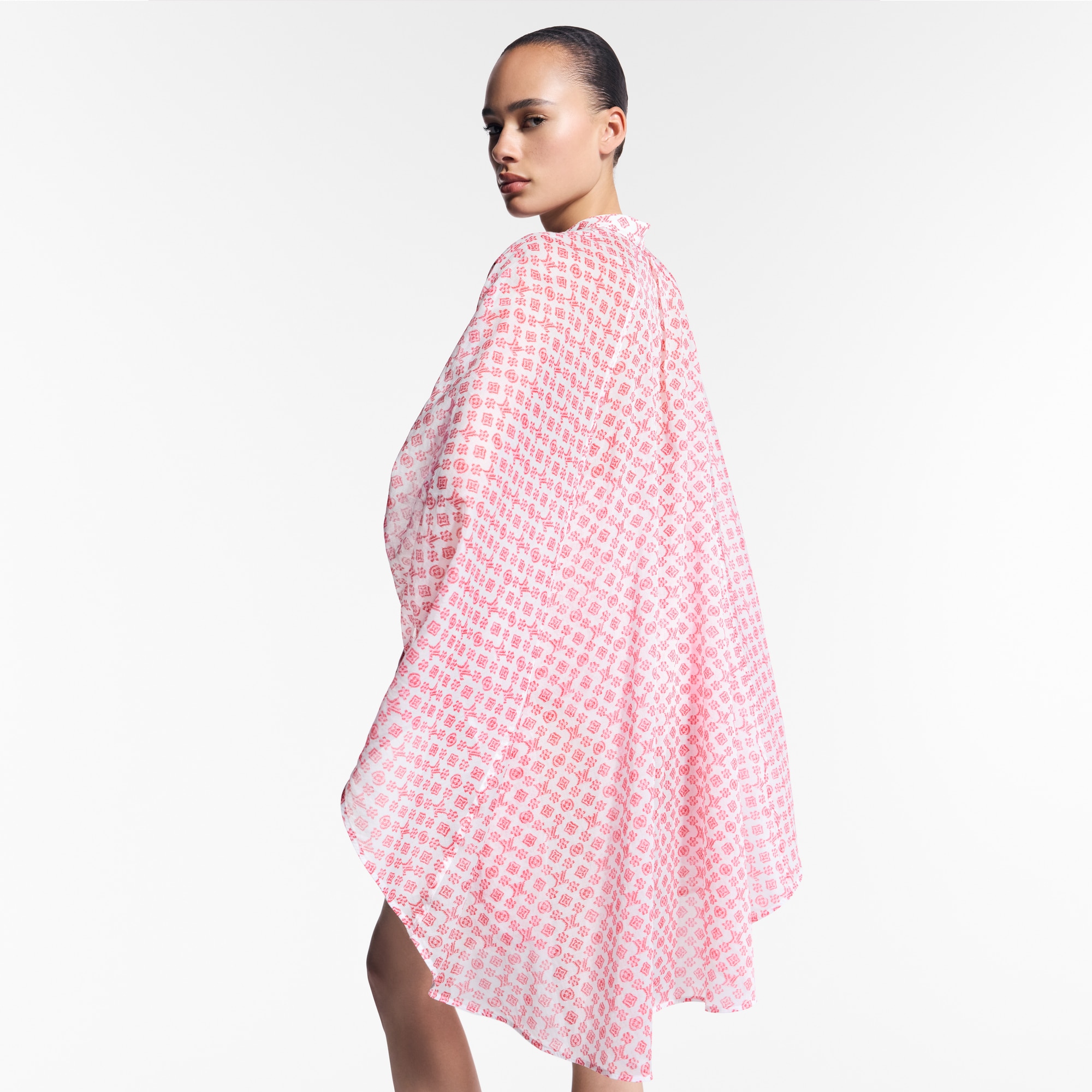  Ready to Wear Kleider Kleid mit Fledermausärmeln und Blurry Monogram-Motiv | Louis Vuitton ® (Zoom)