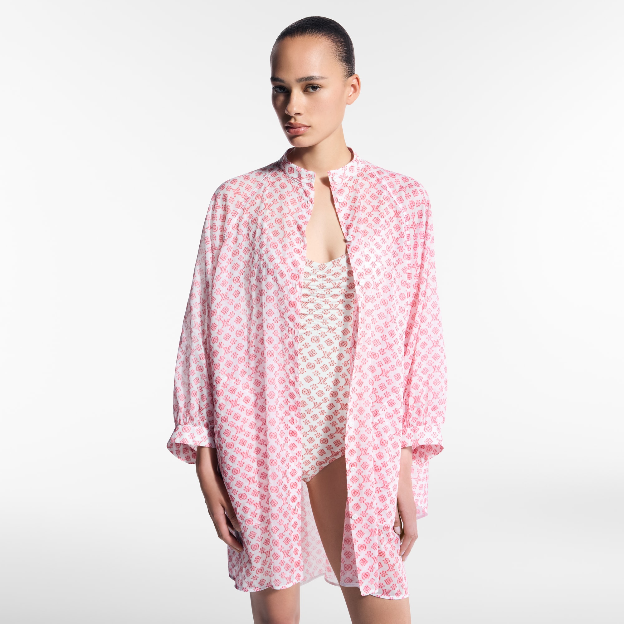  Ready to Wear Kleider Kleid mit Fledermausärmeln und Blurry Monogram-Motiv | Louis Vuitton ® (Zoom)