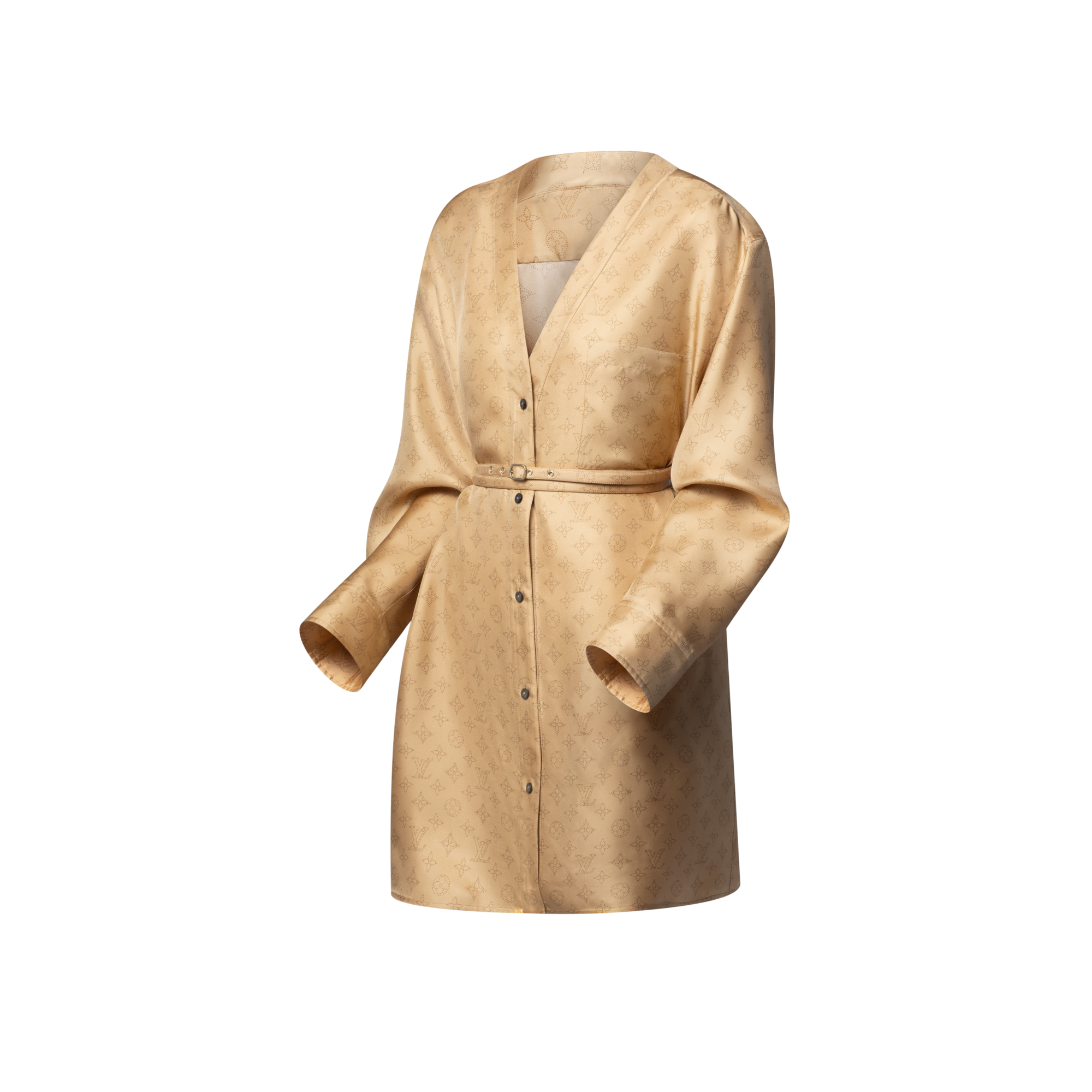 Kleid mit Mahina-Motiv sowie Knöpfen an der Vorderseite  Damen Ready to Wear Kleider | LOUIS VUITTON (Zoom)