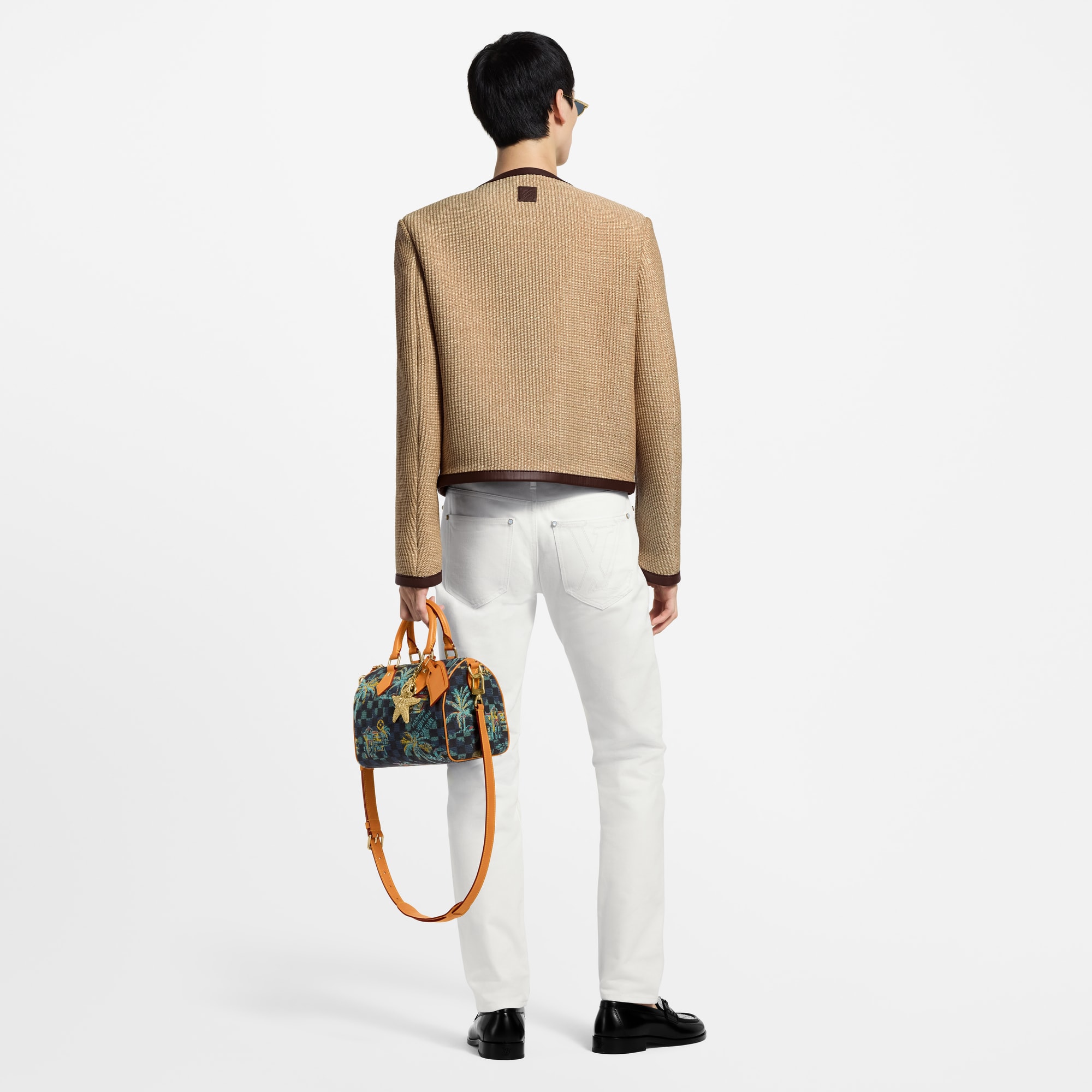 Kragenlose, elegante Jacke mit Verzierungen im Bast-Look  Herren Ready to Wear Sakkos und Jacketts | LOUIS VUITTON (Zoom)