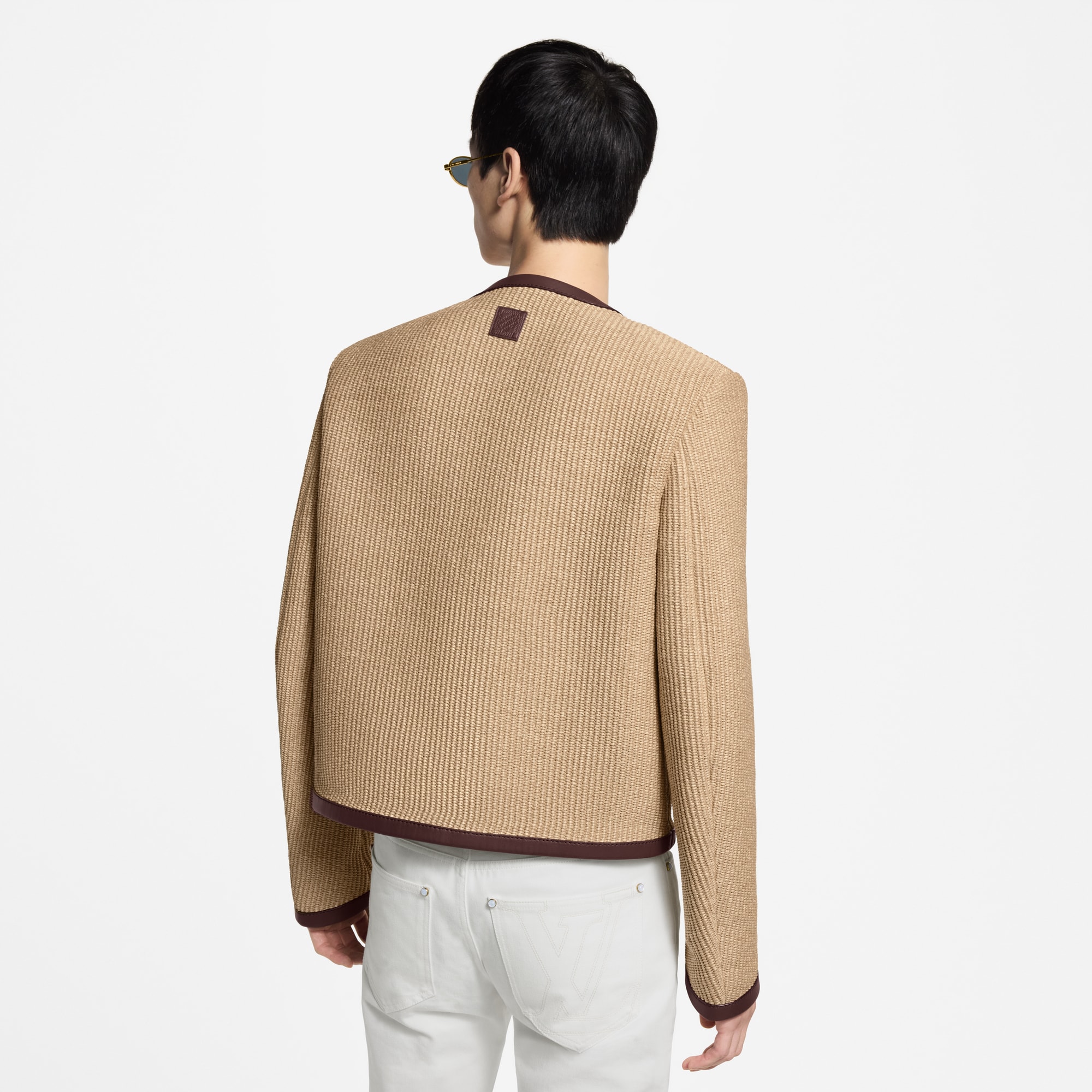 Kragenlose, elegante Jacke mit Verzierungen im Bast-Look  Herren Ready to Wear Sakkos und Jacketts | LOUIS VUITTON (Zoom)