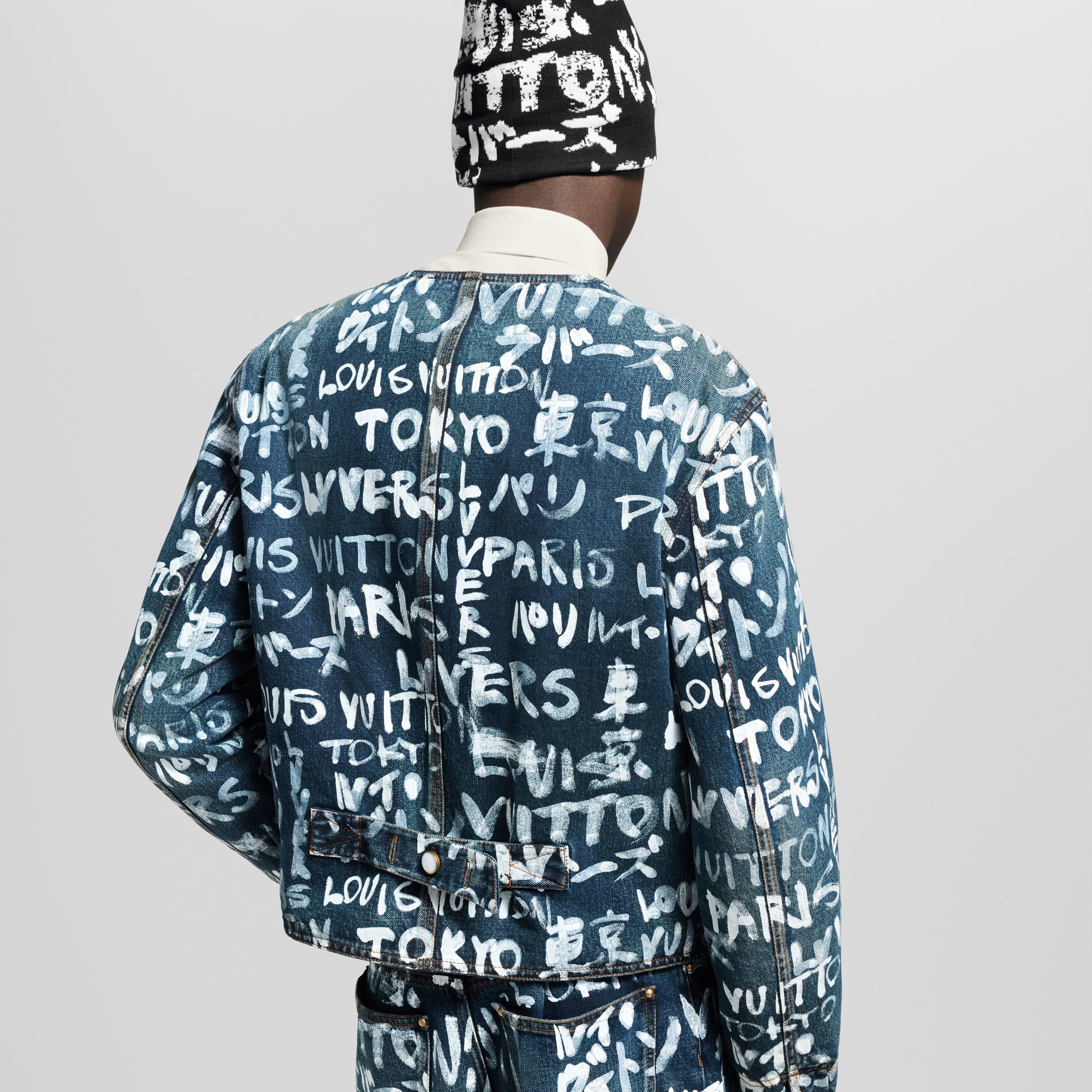 Kragenlose Jacke aus Denim  Herren Ready to Wear Sakkos und Jacketts | LOUIS VUITTON (Zoom)