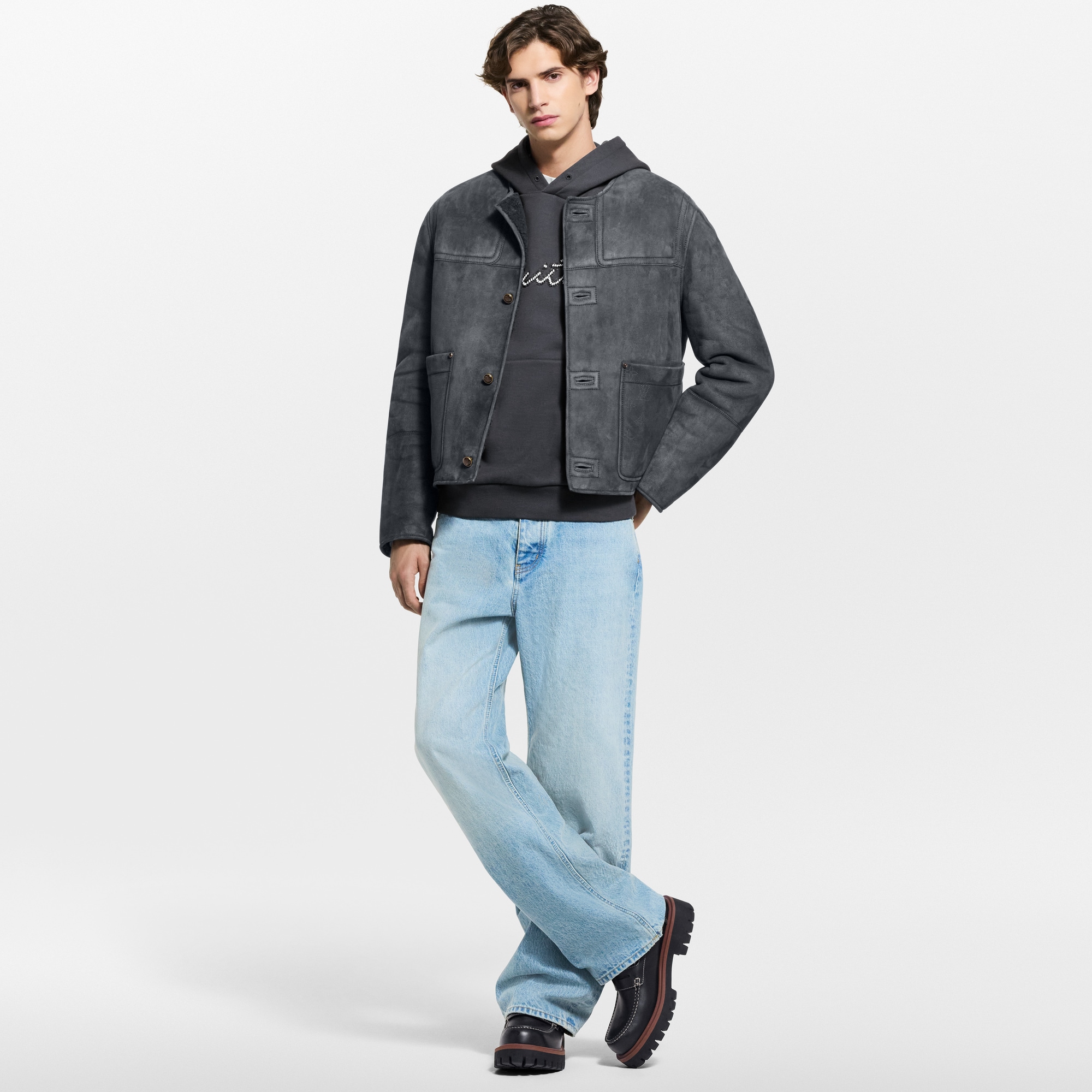 Kragenlose Jacke aus Lammfell  Herren Ready to Wear Sakkos und Jacketts | LOUIS VUITTON (Zoom)