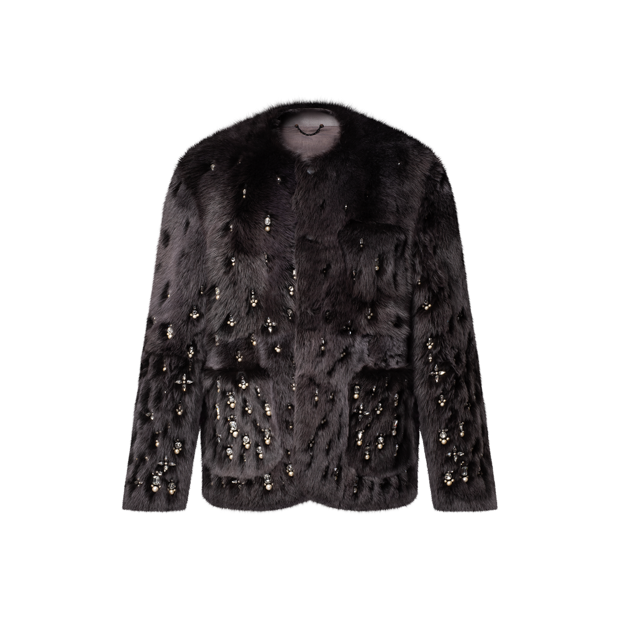 Kragenlose Jacke aus Lammfell mit Verzierungen - auf Bestellung erhältlich  Herren Ready to Wear Sakkos und Jacketts | LOUIS VUITTON (Zoom)