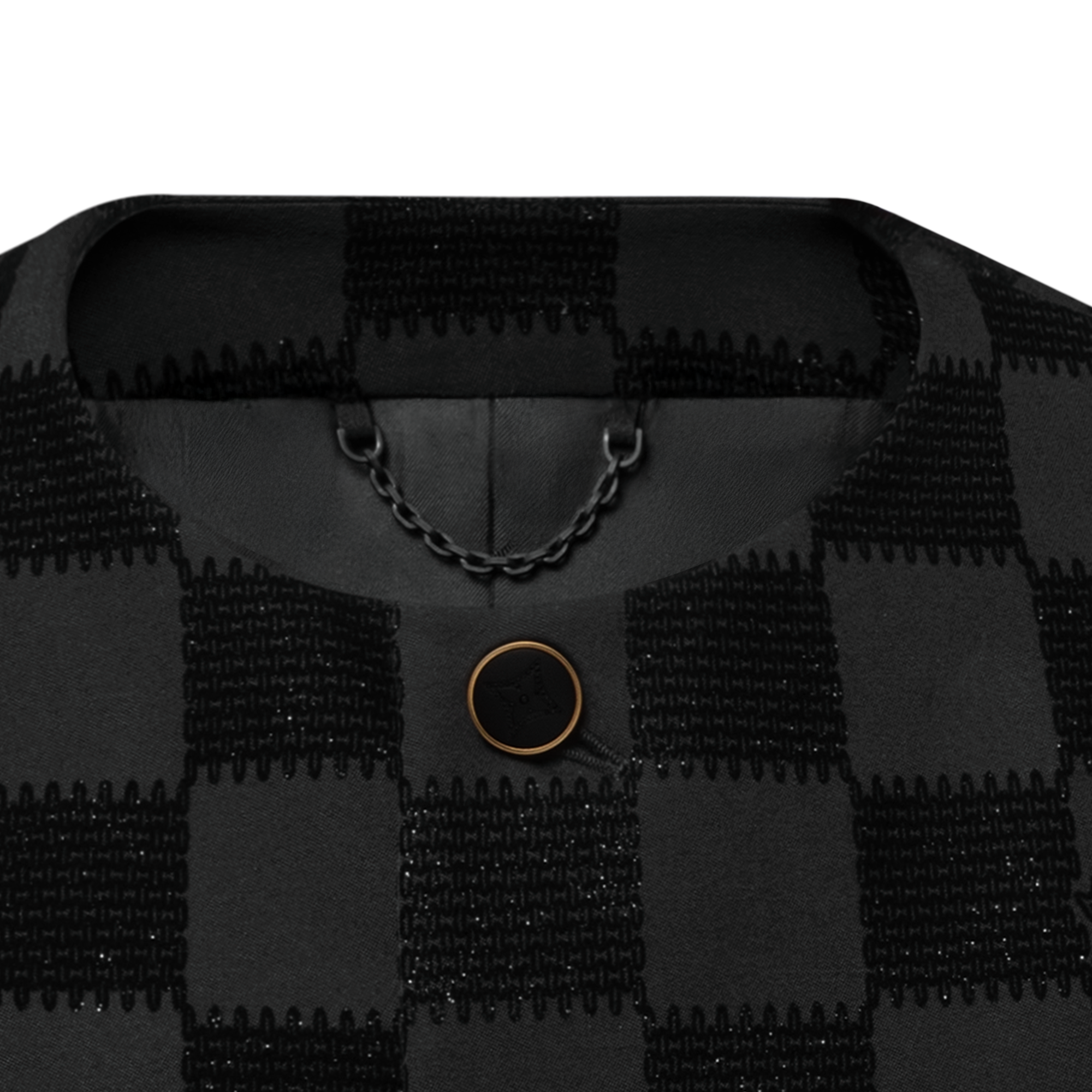 Kragenloses Jackett mit geflocktem Damier-Motiv  Herren Ready to Wear Sakkos und Jacketts | LOUIS VUITTON (Zoom)