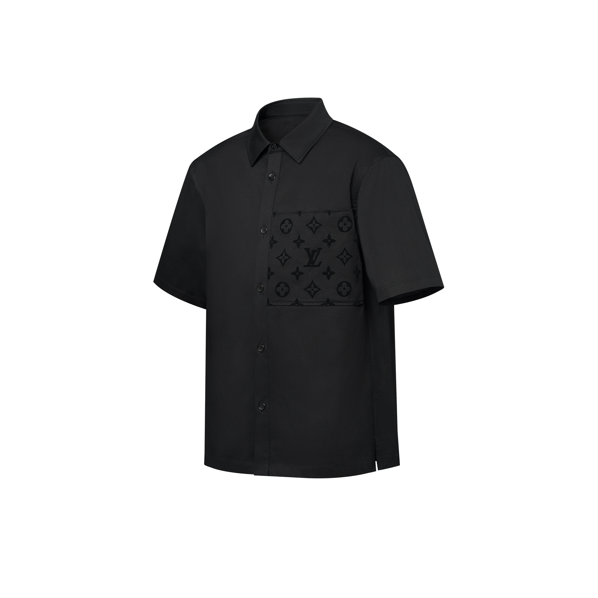 Kurzarm-Hemd aus Baumwolle mit geflocktem Motiv  Herren Ready to Wear Hemden | LOUIS VUITTON (Zoom)