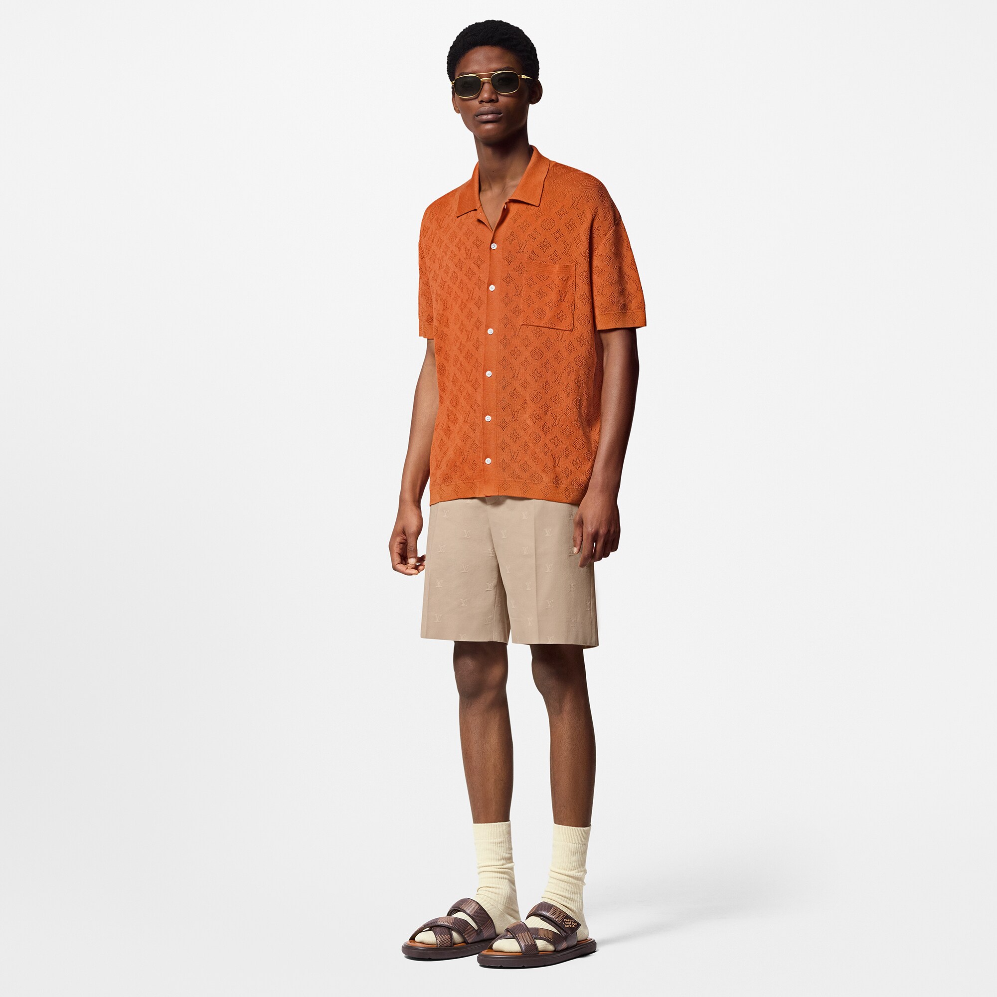 Kurzarm-Hemd aus Baumwolle mit Monogram als Pointelle-Design  Herren Ready to Wear Hemden | LOUIS VUITTON (Zoom)
