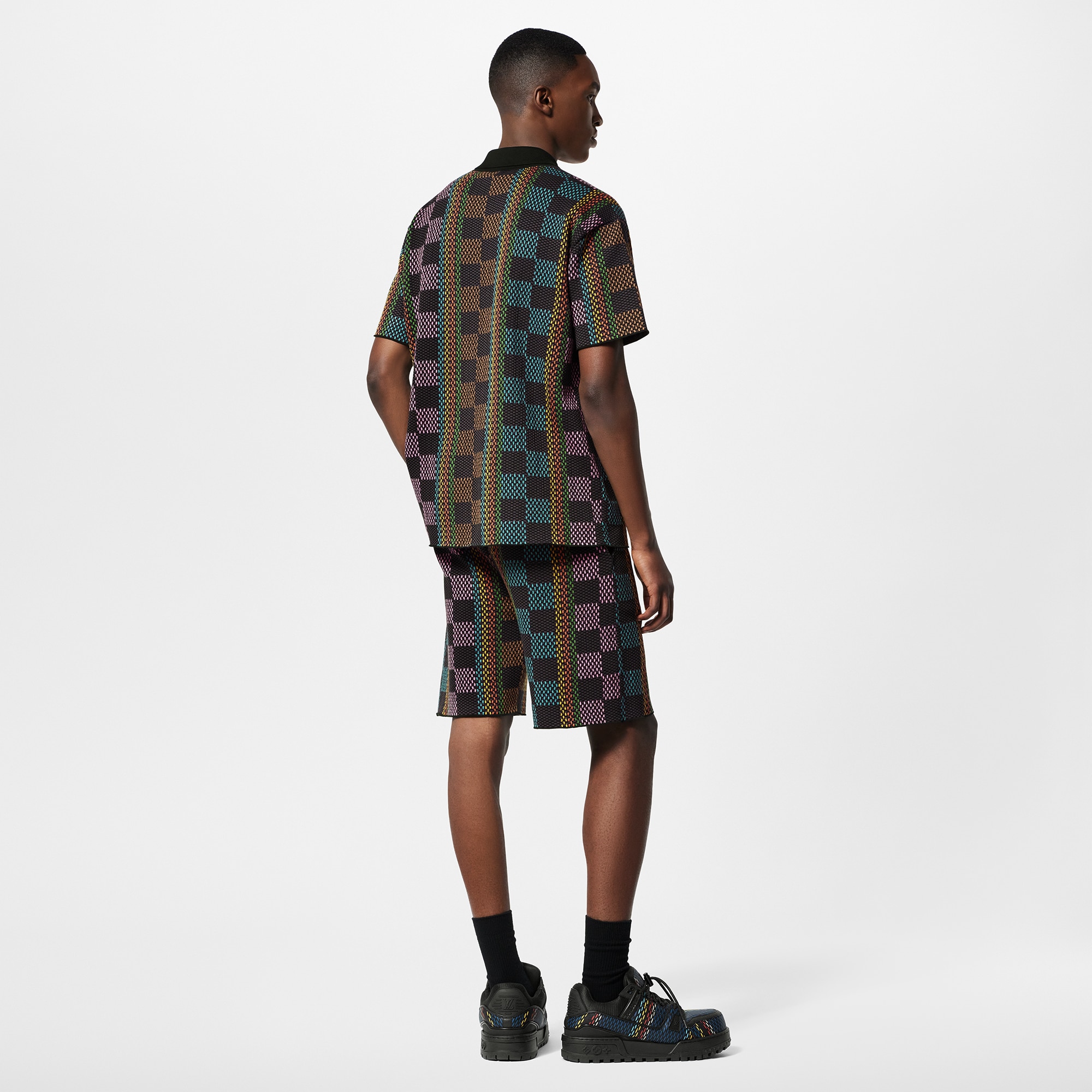 Kurzarm-Hemd aus Baumwollstrick mit Damier-Motiv  Herren Ready to Wear Hemden | LOUIS VUITTON (Zoom)