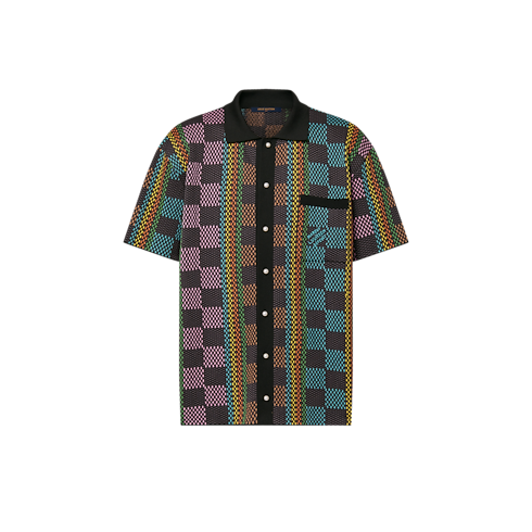 Kurzarm-Hemd aus Baumwollstrick mit Damier-Motiv Herren Ready to Wear Hemden | LOUIS VUITTON (Zoom)