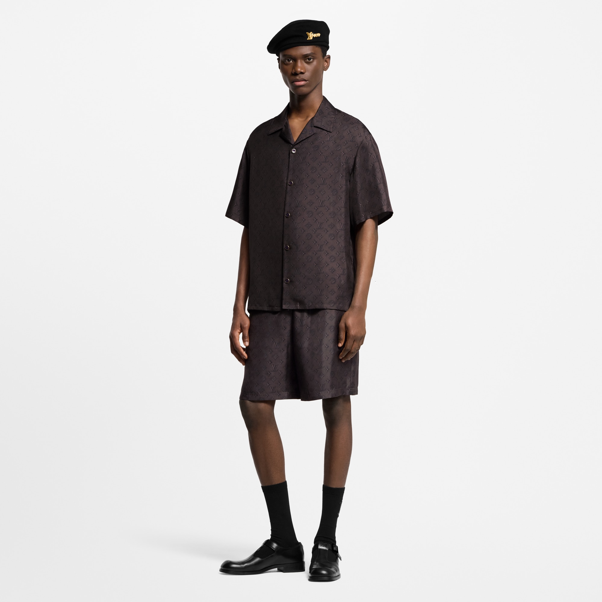 Kurzarm-Hemd aus Seide mit gedrucktem Monogram  Herren Ready to Wear Hemden | LOUIS VUITTON (Zoom)