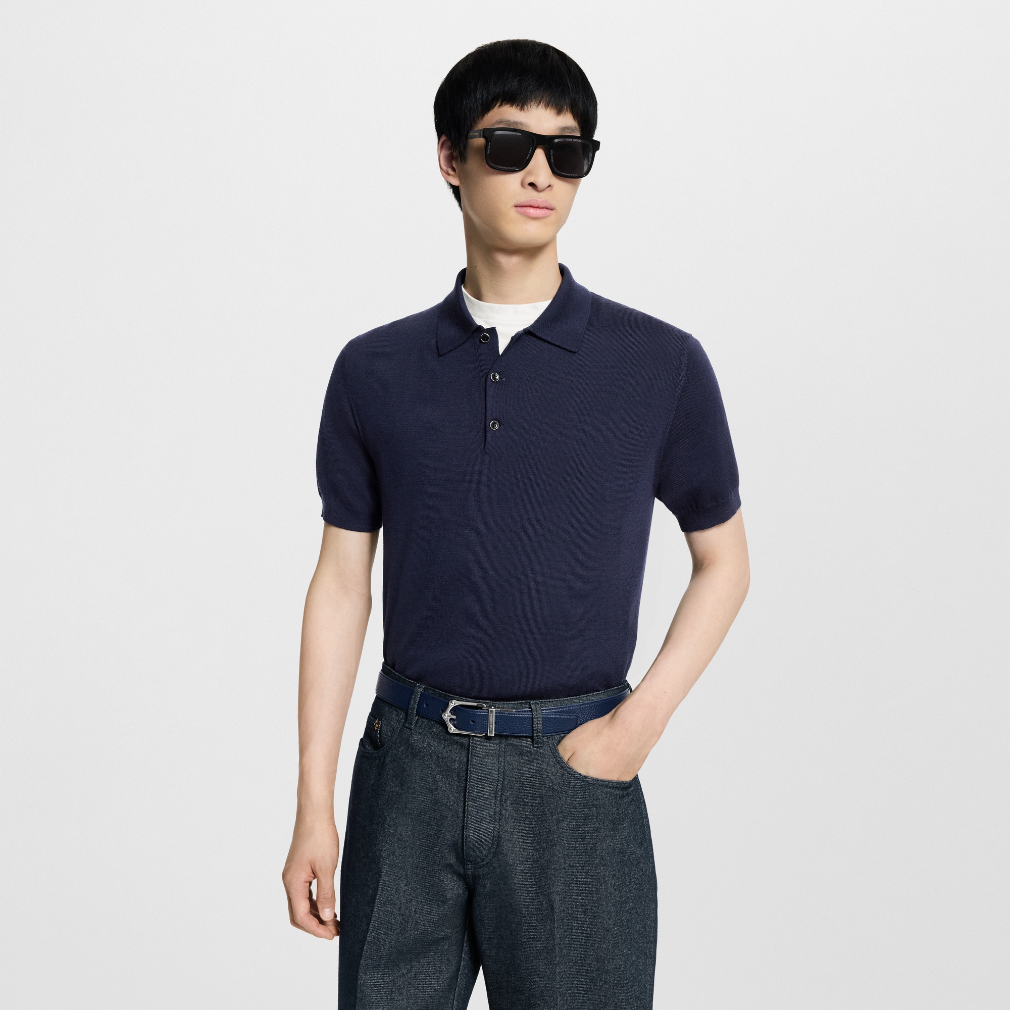 Kurzarm-Polohemd aus Seidengemisch mit Signatur  Herren Ready to Wear T-Shirts und Poloshirts | LOUIS VUITTON (Zoom)