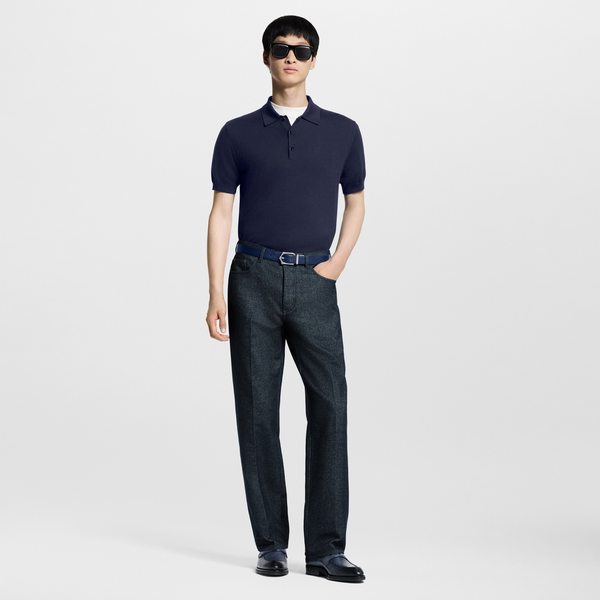 Kurzarm-Polohemd aus Seidengemisch mit Signatur  Herren Ready to Wear T-Shirts und Poloshirts | LOUIS VUITTON (Zoom)