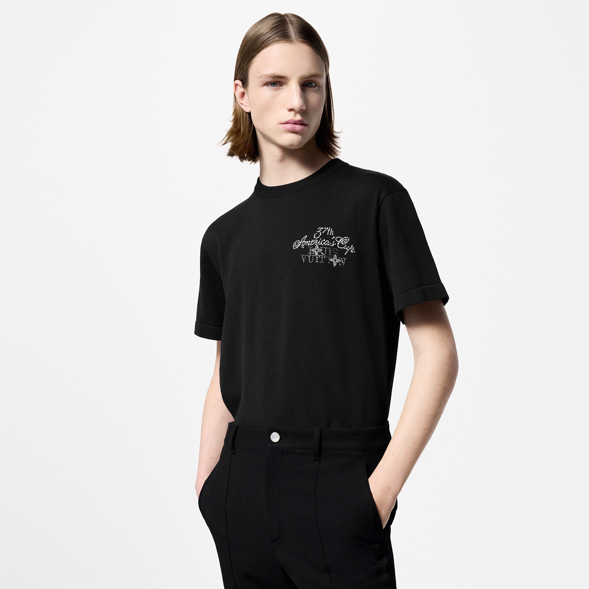 Kurzarm-Pullover aus Baumwolle mit Rundhalsausschnitt und Verzierungen  Herren Ready to Wear Strick und Sweatshirts | LOUIS VUITTON (Zoom)