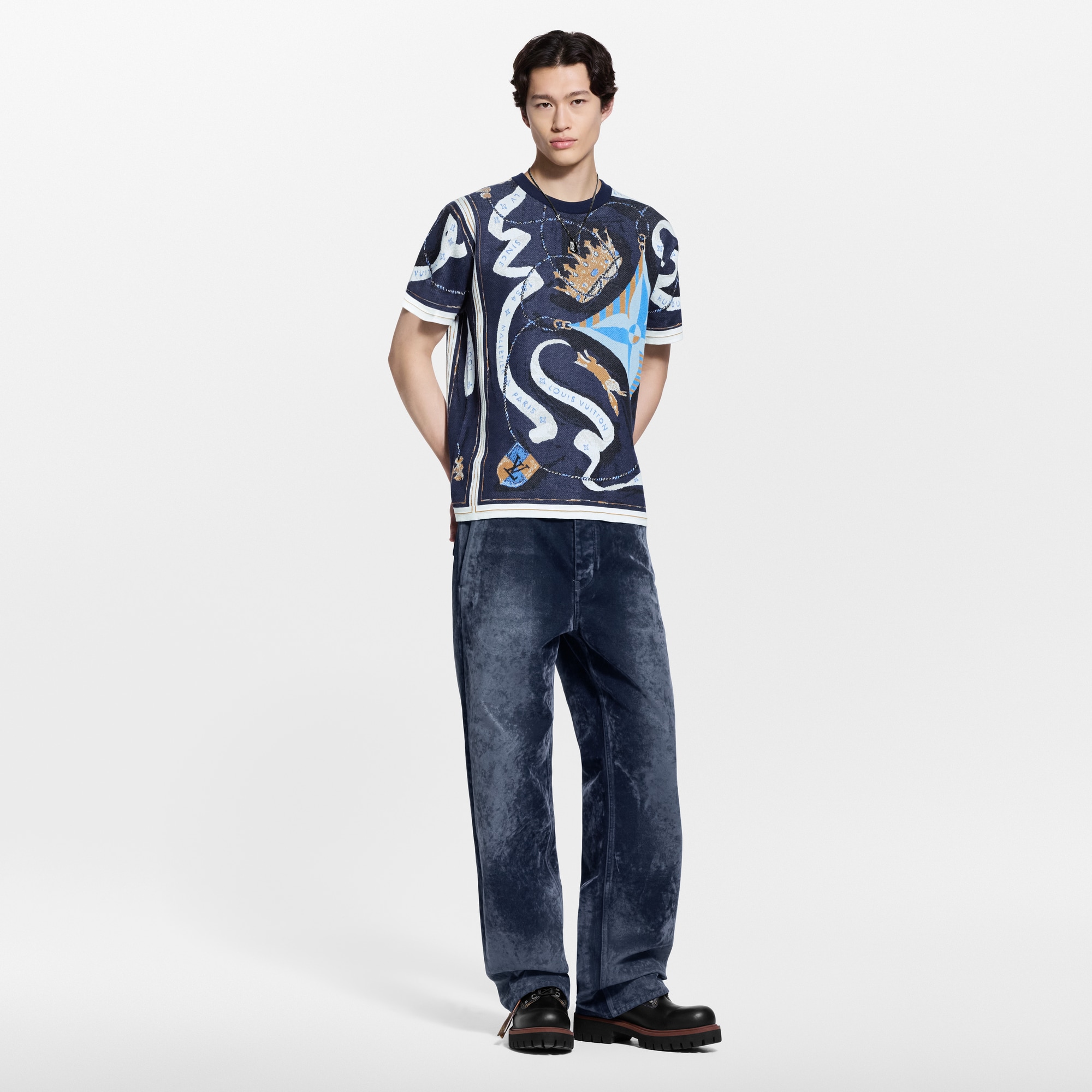 Kurzarm-Rundhalspullover aus Jacquard  Herren Ready to Wear Vollständige Ready to Wear | LOUIS VUITTON (Zoom)