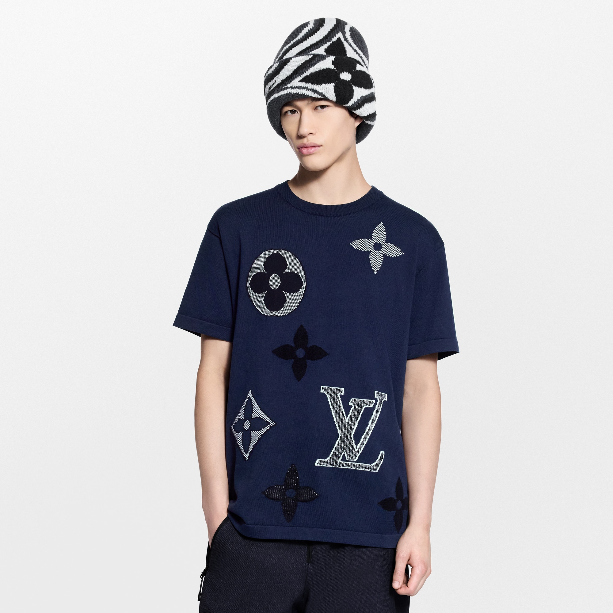 Kurzarm-Rundhalspullover aus Strick mit Monogram-Motiv  Neuheiten Herren LV Ski | LOUIS VUITTON (Zoom)