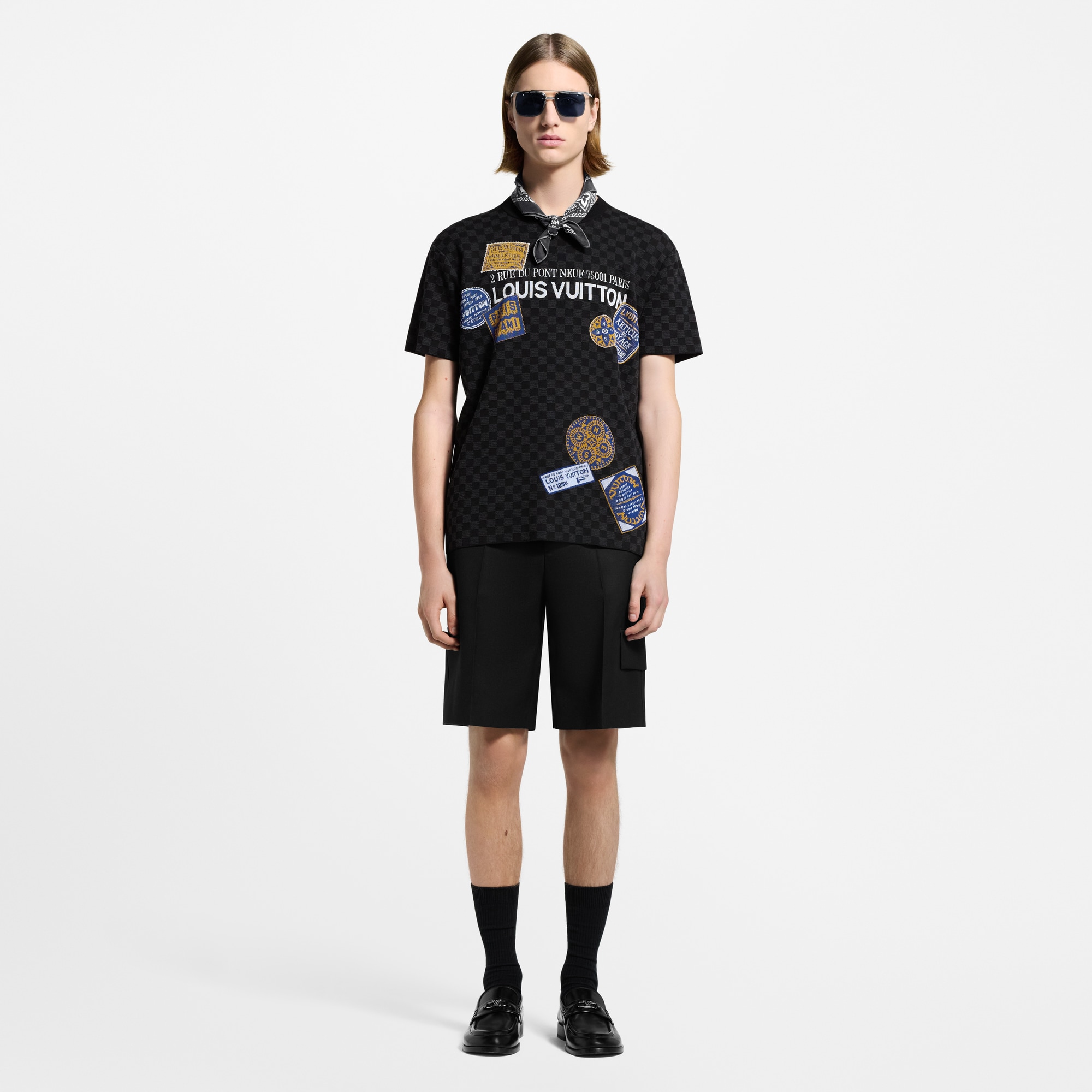 Kurzarm-Rundhalspullover mit Signatur und Damier-Motiv  Herren Ready to Wear Strick und Sweatshirts | LOUIS VUITTON (Zoom)