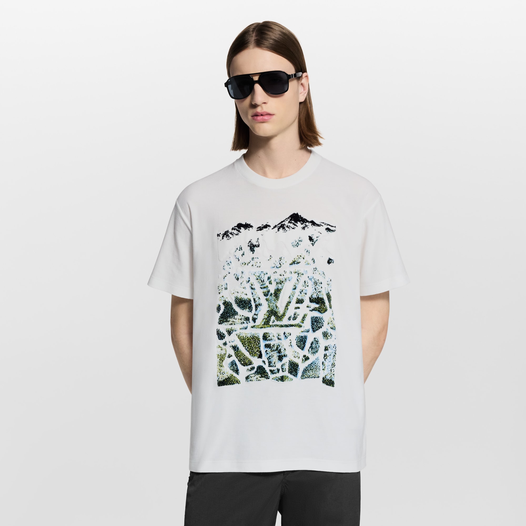 Kurzarm-T-Shirt aus Samt-Jacquard  Herren Ready to Wear T-Shirts und Poloshirts | LOUIS VUITTON (Zoom)