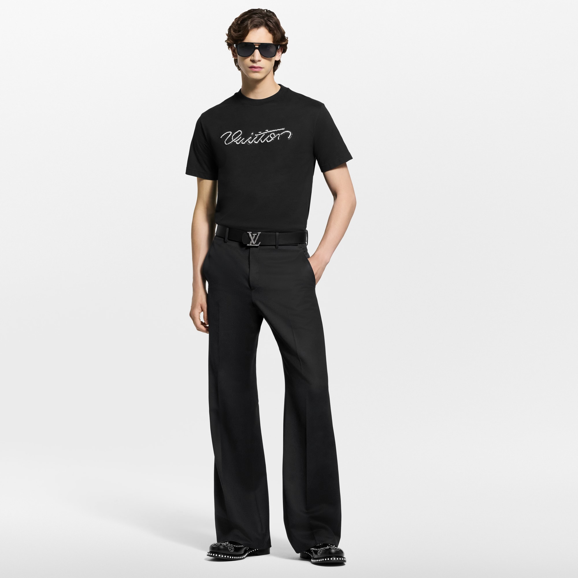 Kurzarm-T-Shirt mit Verzierungen und Signatur  Herren Ready to Wear T-Shirts und Poloshirts | LOUIS VUITTON (Zoom)
