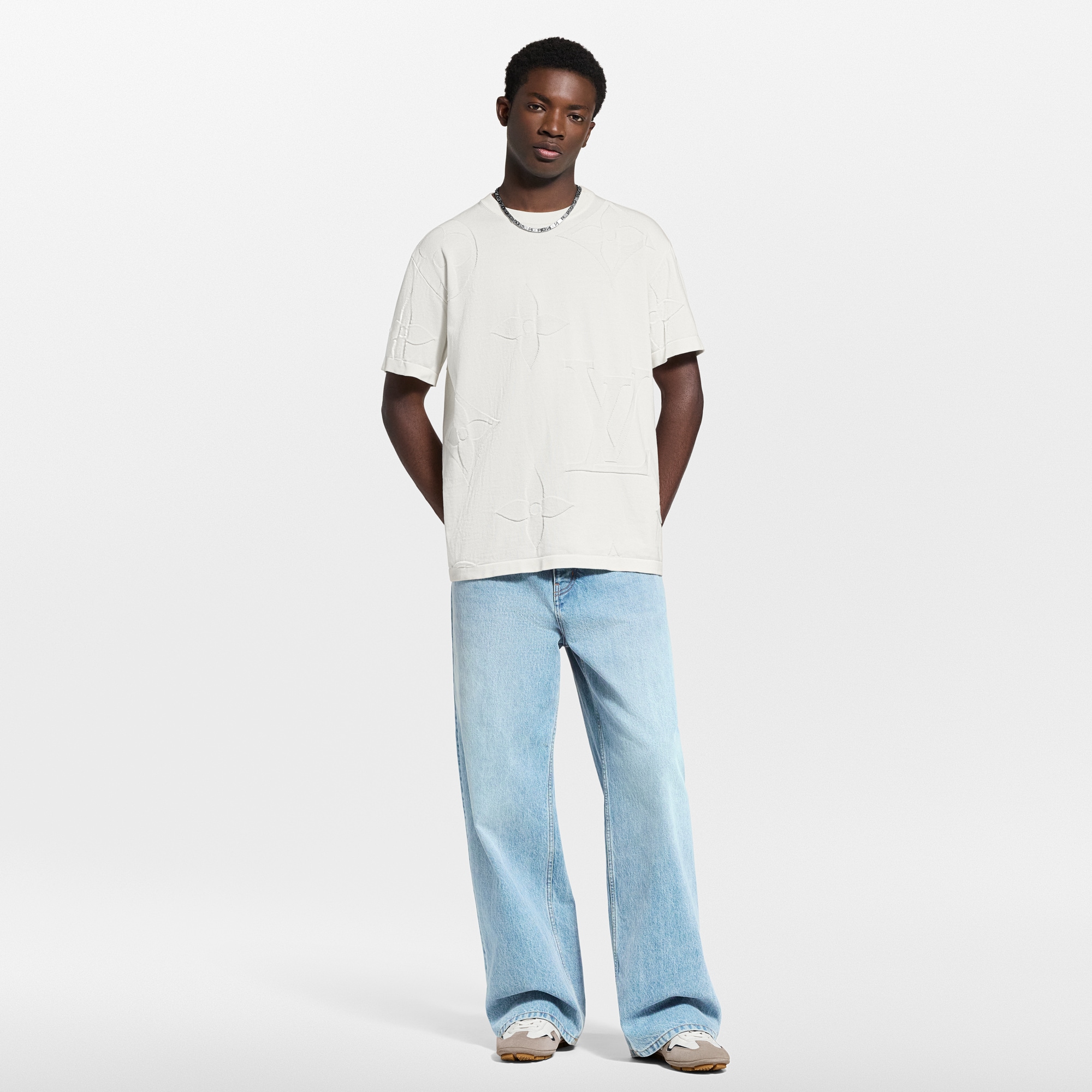 Kurzärmeliger Rundhalspullover aus Baumwolle mit Monogram-Motiv  Herren Ready to Wear Vollständige Ready to Wear | LOUIS VUITTON (Zoom)