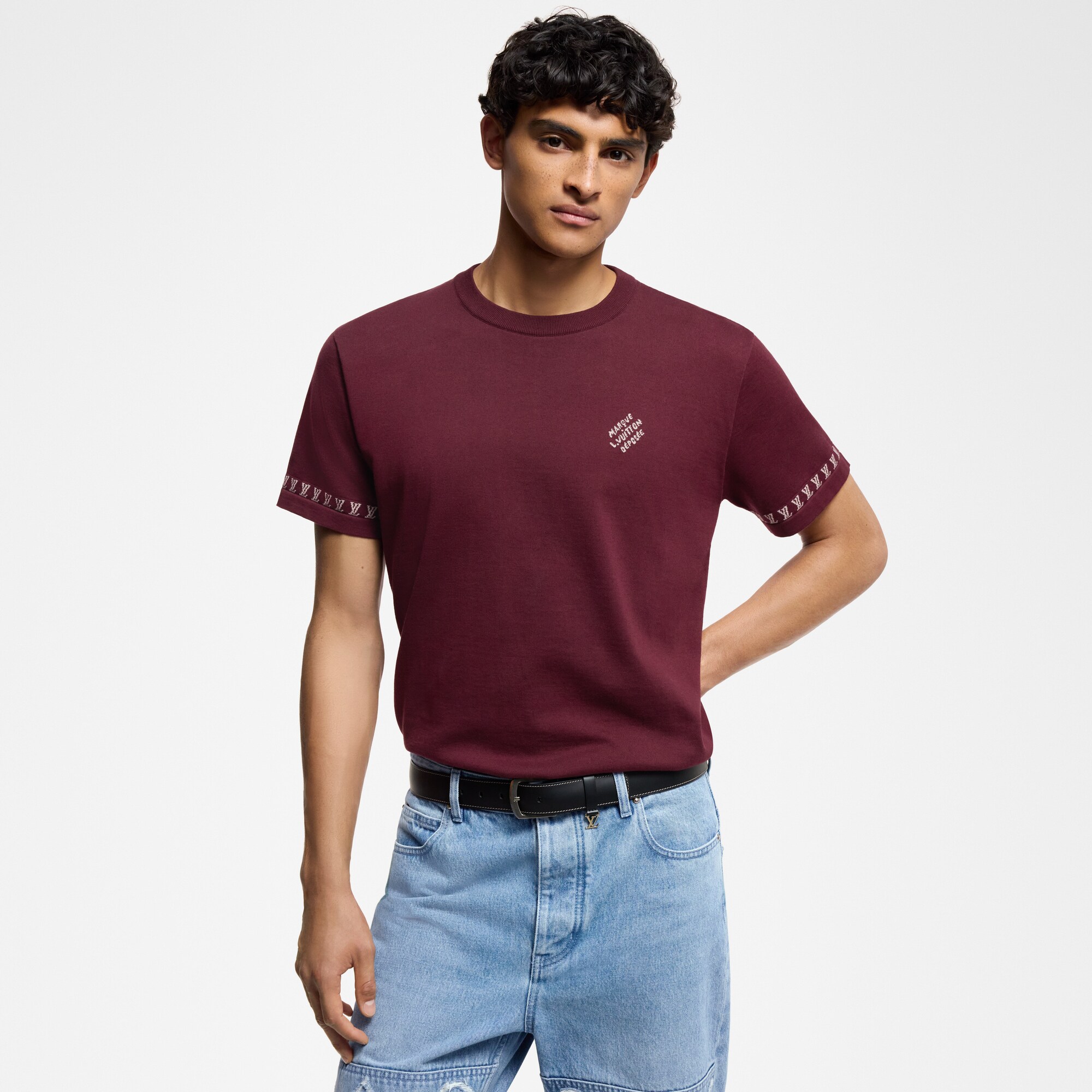 Kurzärmeliger Rundhalspullover aus Baumwolle mit Signatur  Herren Ready to Wear Vollständige Ready to Wear | LOUIS VUITTON (Zoom)