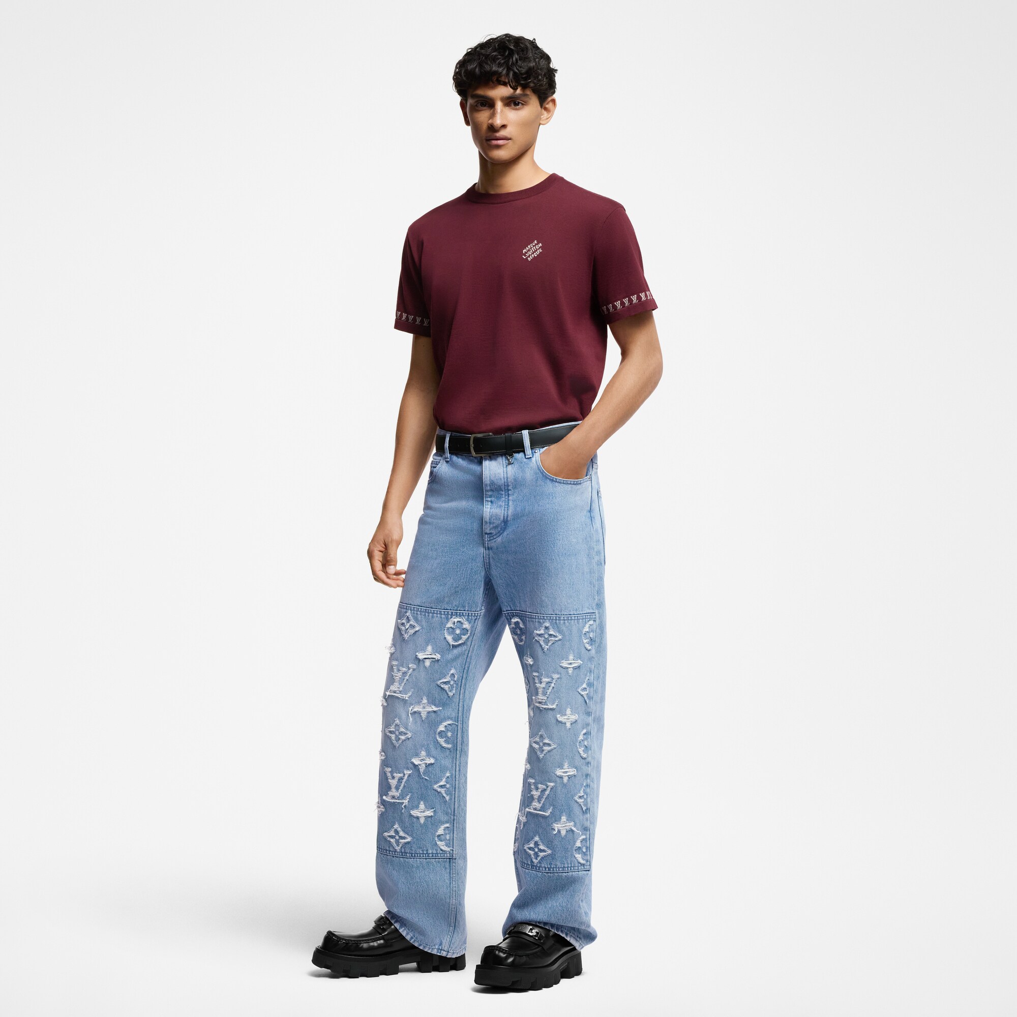 Kurzärmeliger Rundhalspullover aus Baumwolle mit Signatur  Herren Ready to Wear Vollständige Ready to Wear | LOUIS VUITTON (Zoom)