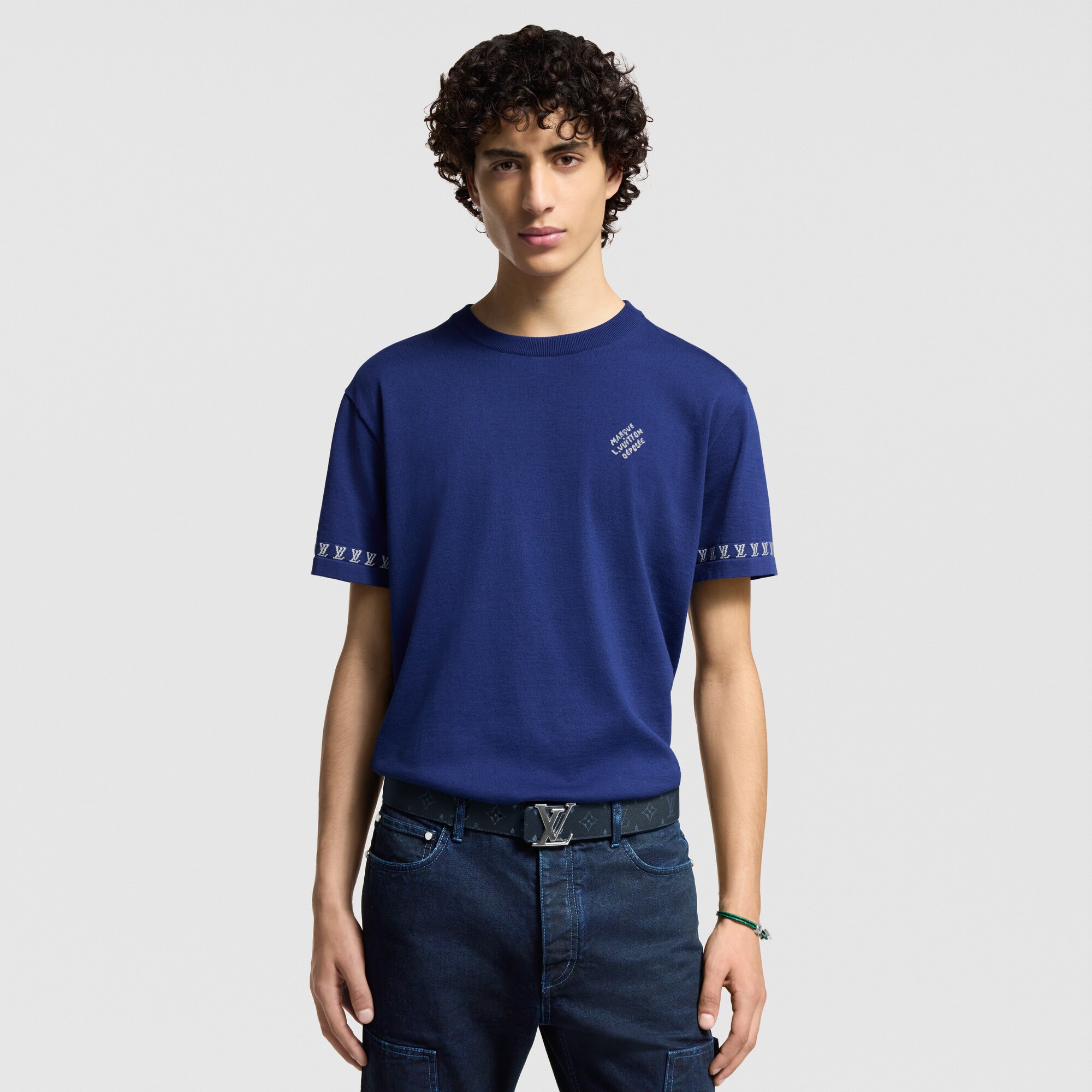 Kurzärmeliger Rundhalspullover aus Baumwolle mit Signatur  Herren Ready to Wear Vollständige Ready to Wear | LOUIS VUITTON (Zoom)
