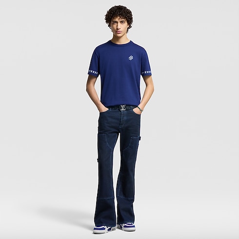 Kurzärmeliger Rundhalspullover aus Baumwolle mit Signatur Herren Ready to Wear Vollständige Ready to Wear | LOUIS VUITTON (Zoom)