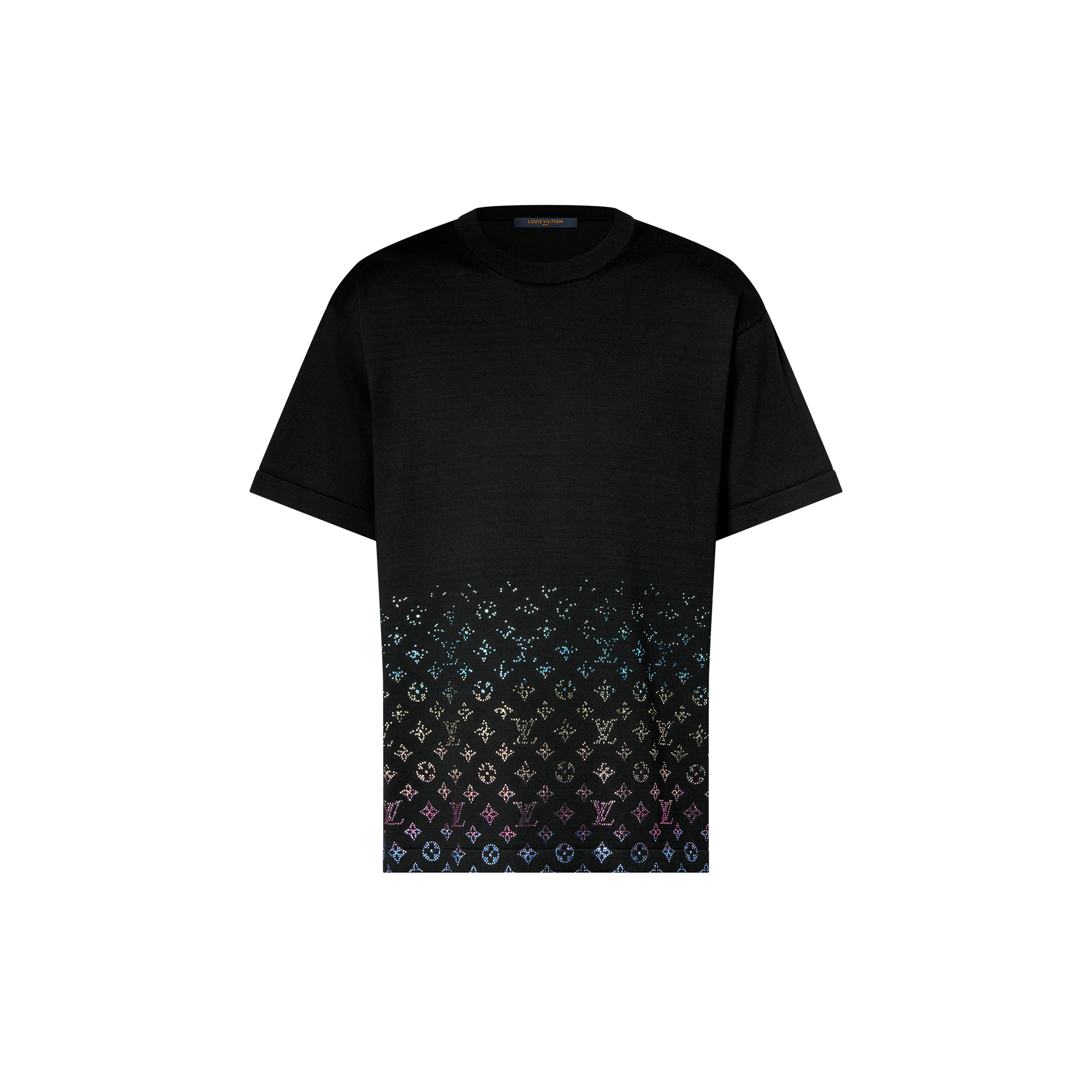 Kurzärmeliger Rundhalspullover mit Verzierungen, Monogram-Motiv und Farbverlauf  Herren Ready to Wear Strick und Sweatshirts | LOUIS VUITTON (Zoom)