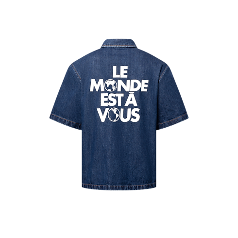 Kurzärmeliges Hemd aus Denim mit Signatur Herren Ready to Wear Hemden | LOUIS VUITTON (Zoom)