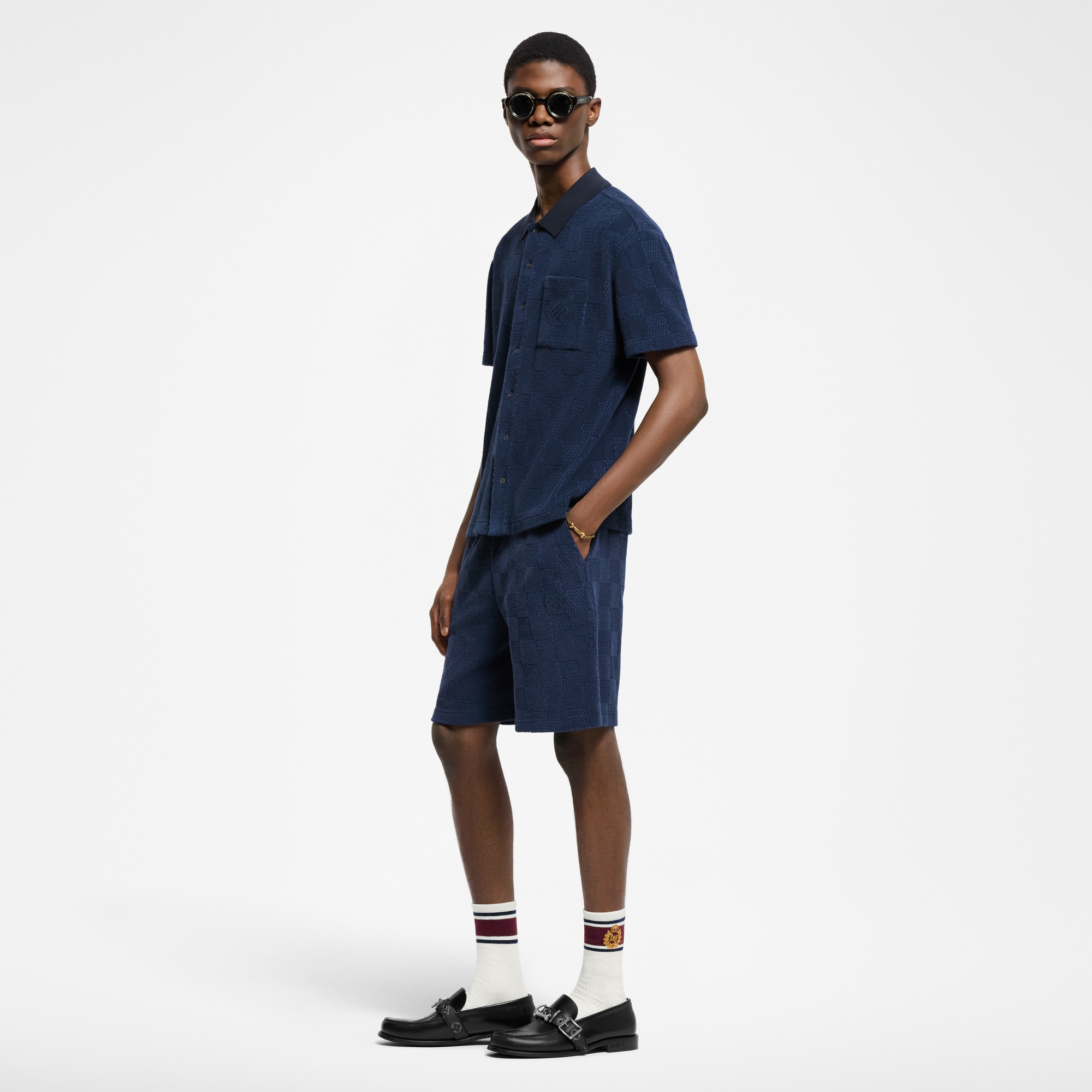 Kurzarmhemd aus French Terry aus Baumwollgemisch mit Damier-Motiv  Herren Ready to Wear Hemden | LOUIS VUITTON (Zoom)