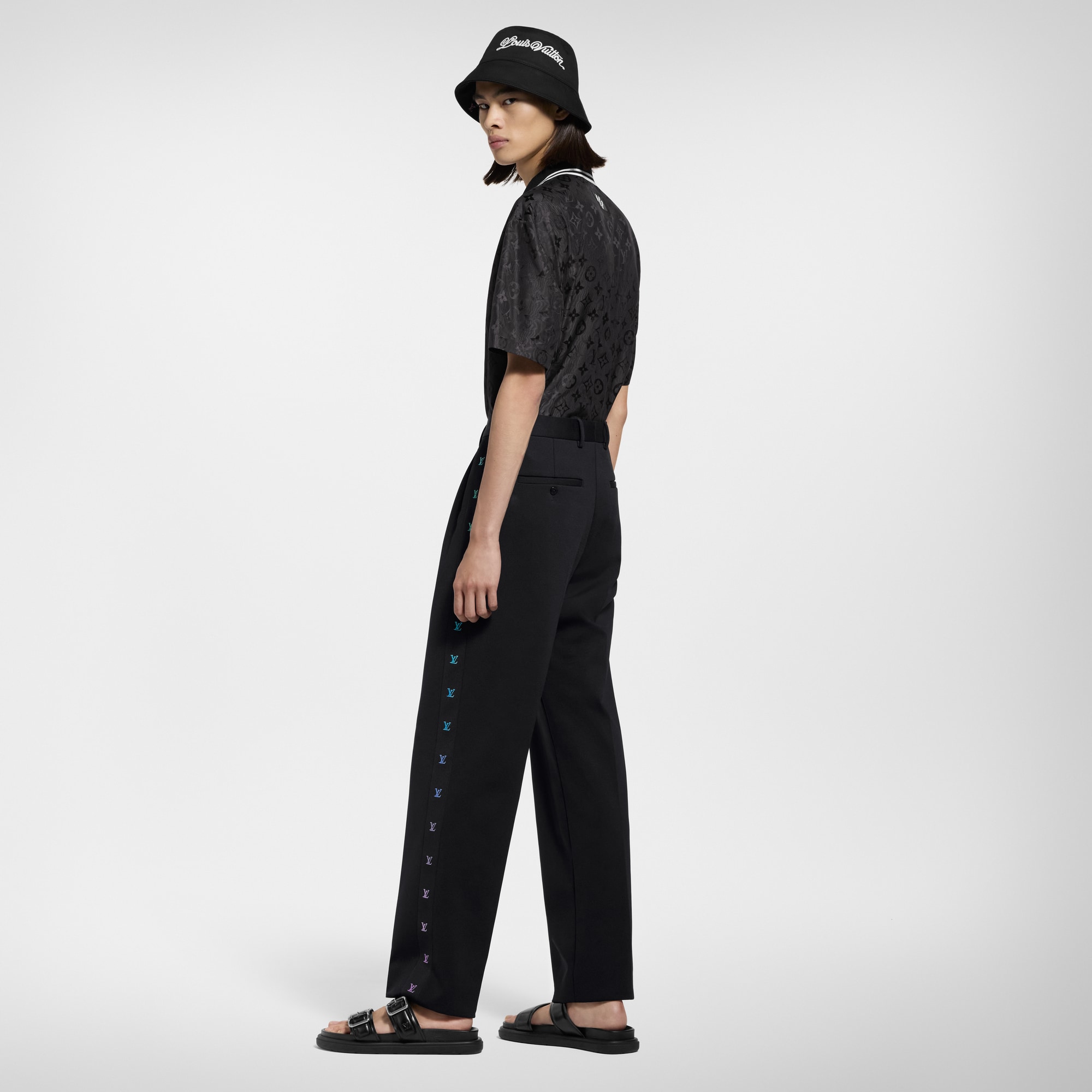Kurzarmhemd aus Jacquard und Seide mit Moiré-Effekt und Monogram  Herren Ready to Wear Hemden | LOUIS VUITTON (Zoom)