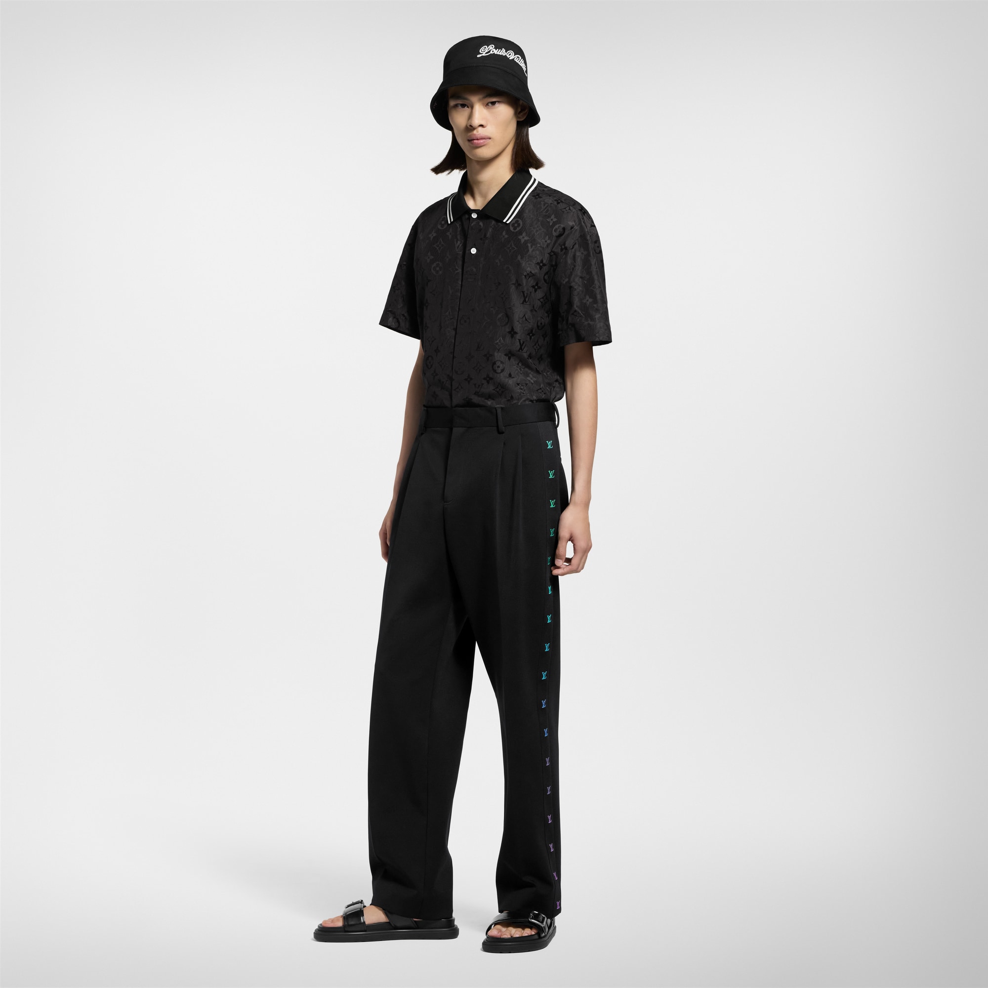 Kurzarmhemd aus Jacquard und Seide mit Moiré-Effekt und Monogram  Herren Ready to Wear Hemden | LOUIS VUITTON (Zoom)