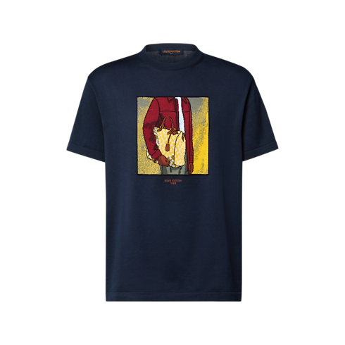 Kurzarmshirt mit grafischer Signatur und Rundhalsausschnitt front view
