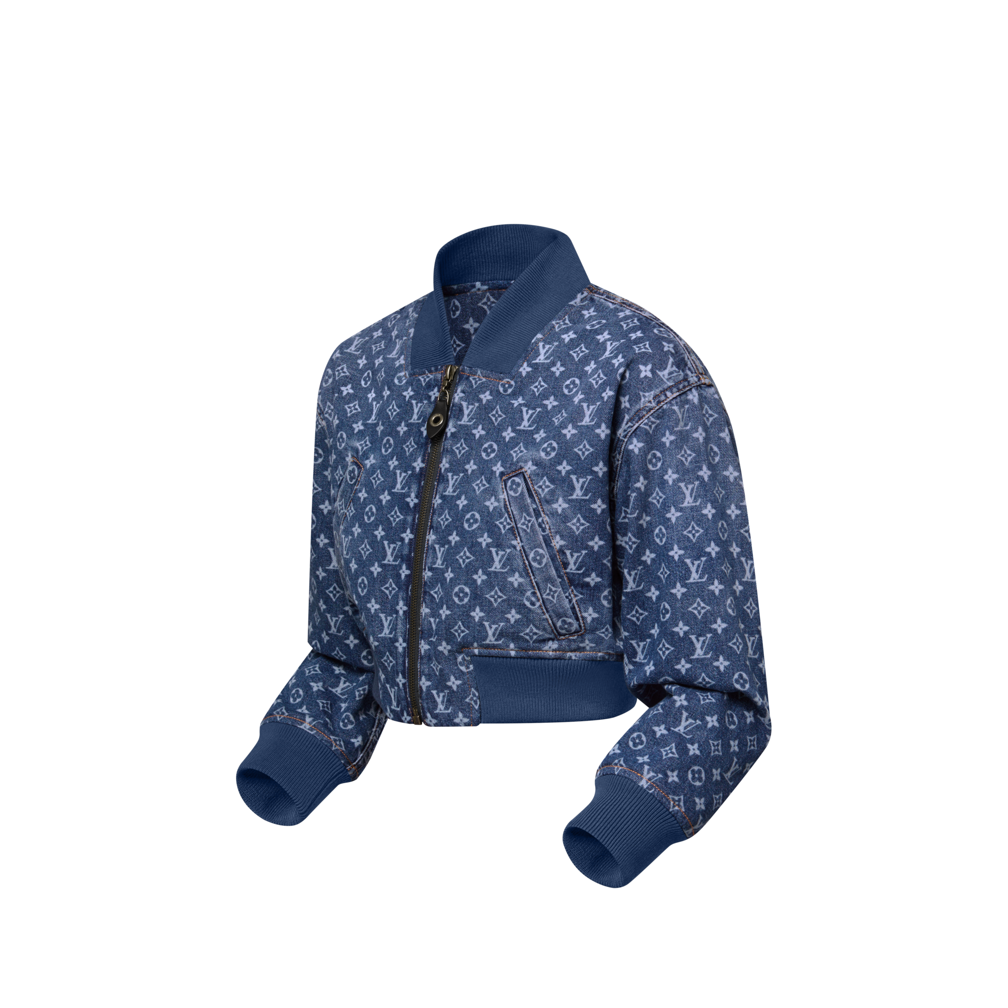 Kurze Bomberjacke aus Denim mit Monogram-Motiv  Damen Ready to Wear Mäntel und Jacken | LOUIS VUITTON (Zoom)