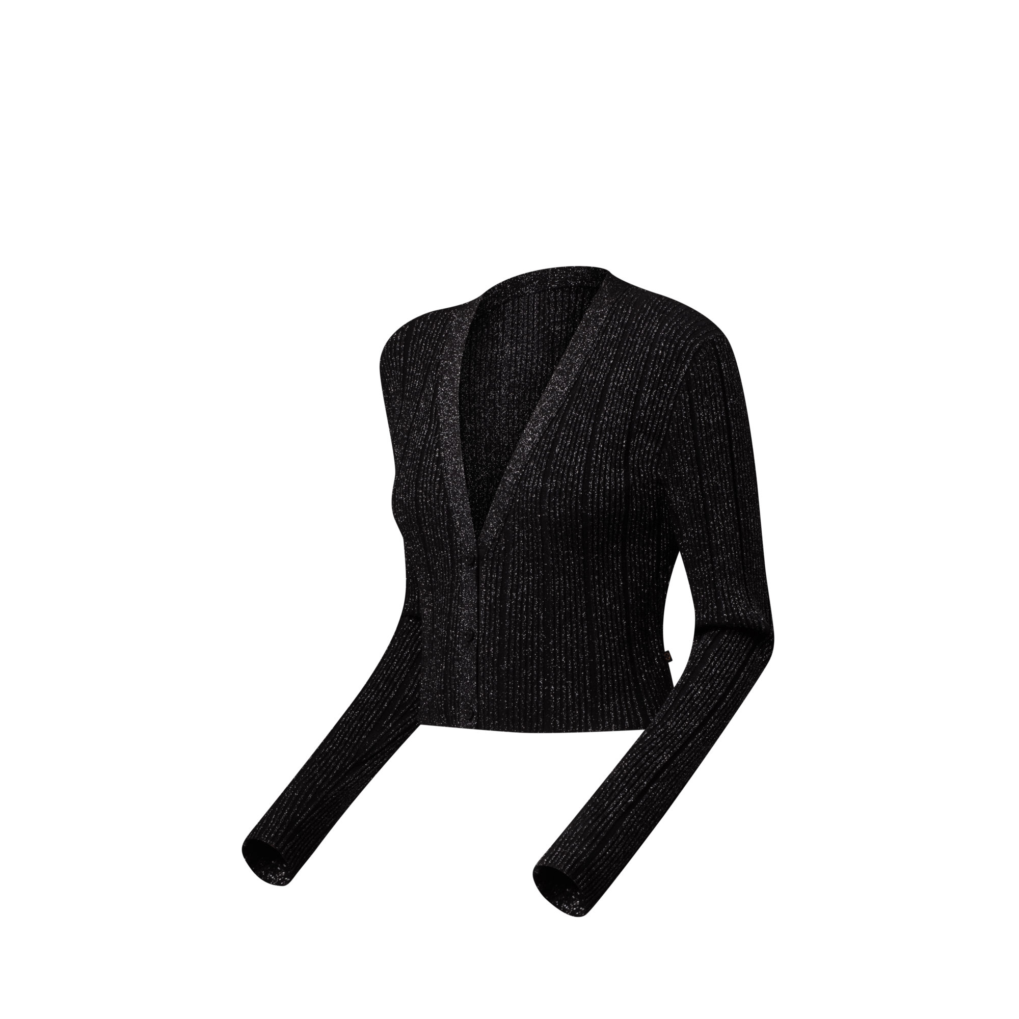 Kurzer Cardigan aus Rippstrick mit Metallic-Garnen  Damen Ready to Wear Strick | LOUIS VUITTON (Zoom)