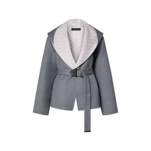 Kurzer Wickelmantel mit Kapuze und Signatur Damen Ready to Wear Mäntel und Jacken | LOUIS VUITTON (Zoom)