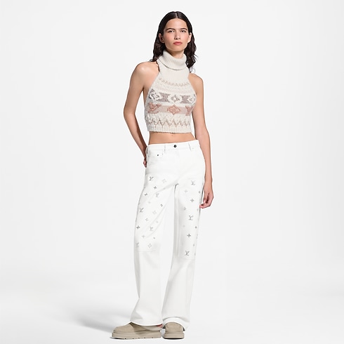 Kurzes Top aus Strick mit Pailletten und alpinem Motiv Damen Ready to Wear Oberteile und Blusen | LOUIS VUITTON (Zoom)