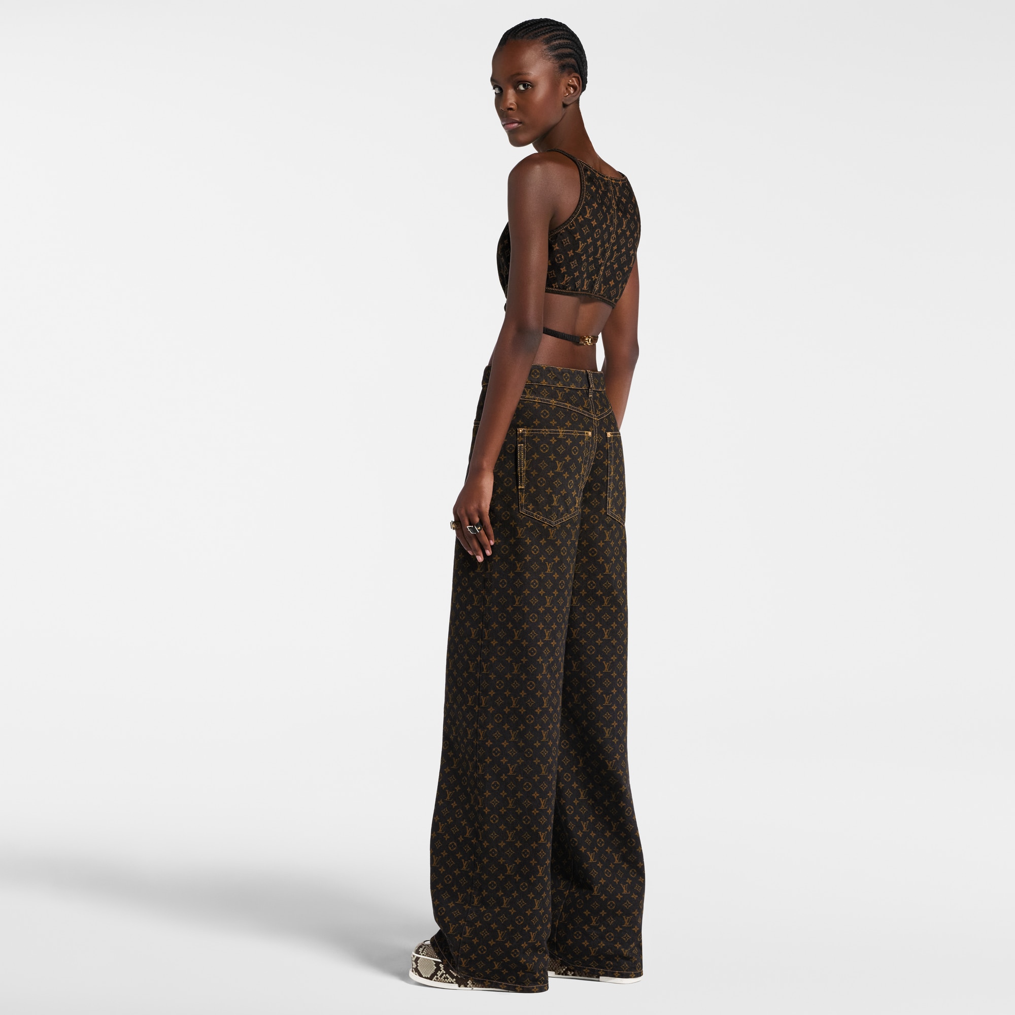 Kurzes Top in Monogram Denim mit Wickel-Design  Damen Ready to Wear Tops | LOUIS VUITTON (Zoom)