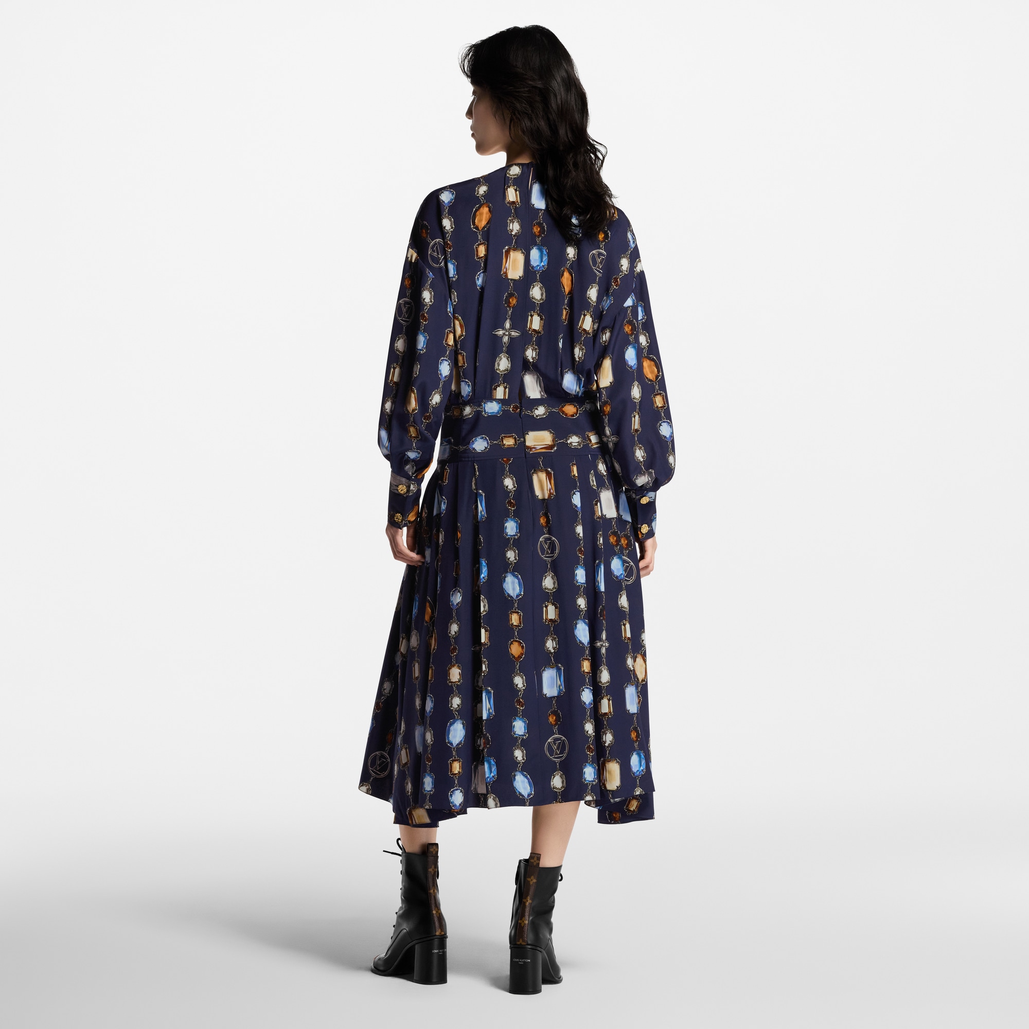 Langarm-Kleid mit Halsketten-Motiv  Damen Ready to Wear Kleider | LOUIS VUITTON (Zoom)