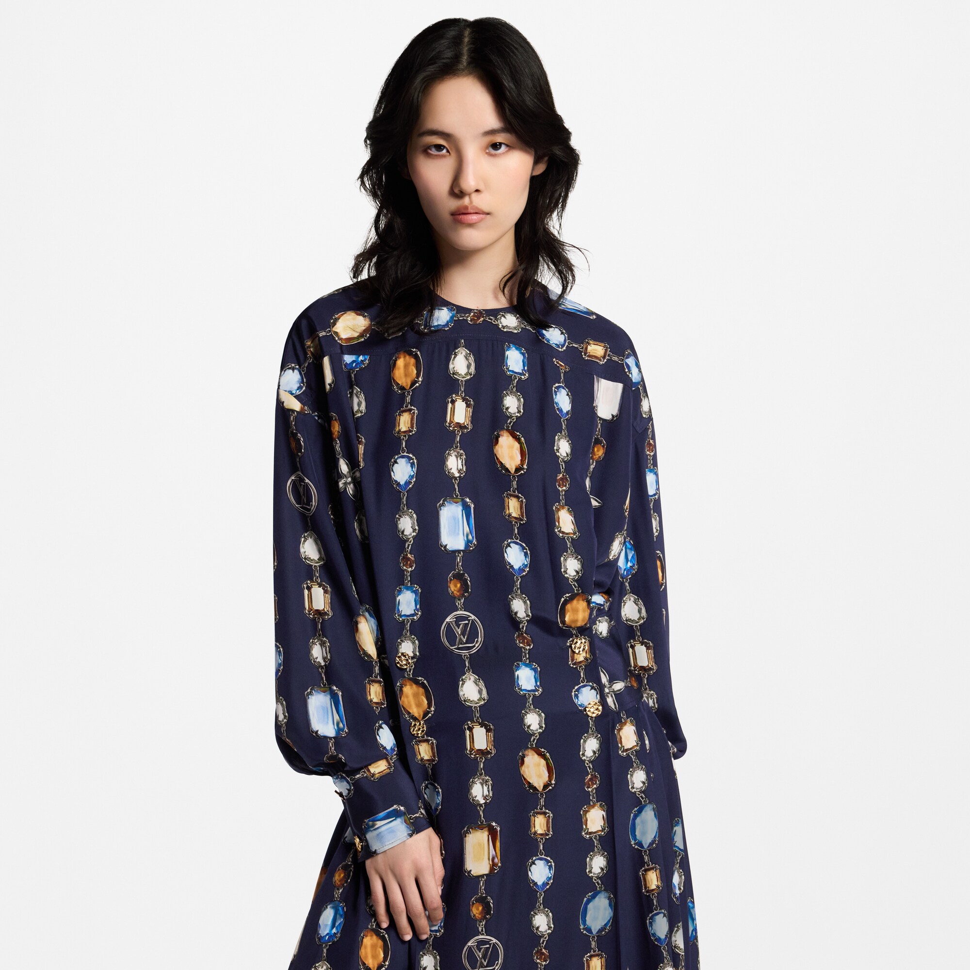 Langarm-Kleid mit Halsketten-Motiv  Damen Ready to Wear Kleider | LOUIS VUITTON (Zoom)