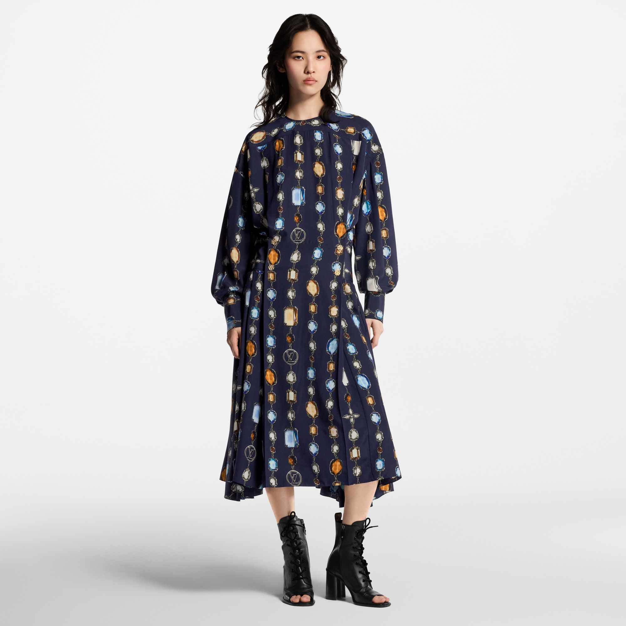 Langarm-Kleid mit Halsketten-Motiv  Damen Ready to Wear Kleider | LOUIS VUITTON (Zoom)