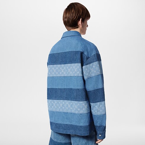 Langarm-Polohemd aus Denim mit Patchwork-Motiv Herren Ready to Wear T-Shirts und Poloshirts | LOUIS VUITTON (Zoom)