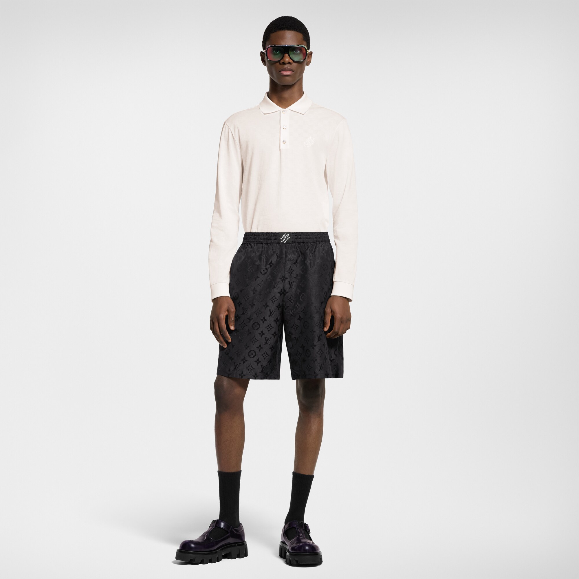 Langarm-Polohemd mit Damier-Motiv und Signatur  Herren Ready to Wear Vollständige Ready to Wear | LOUIS VUITTON (Zoom)