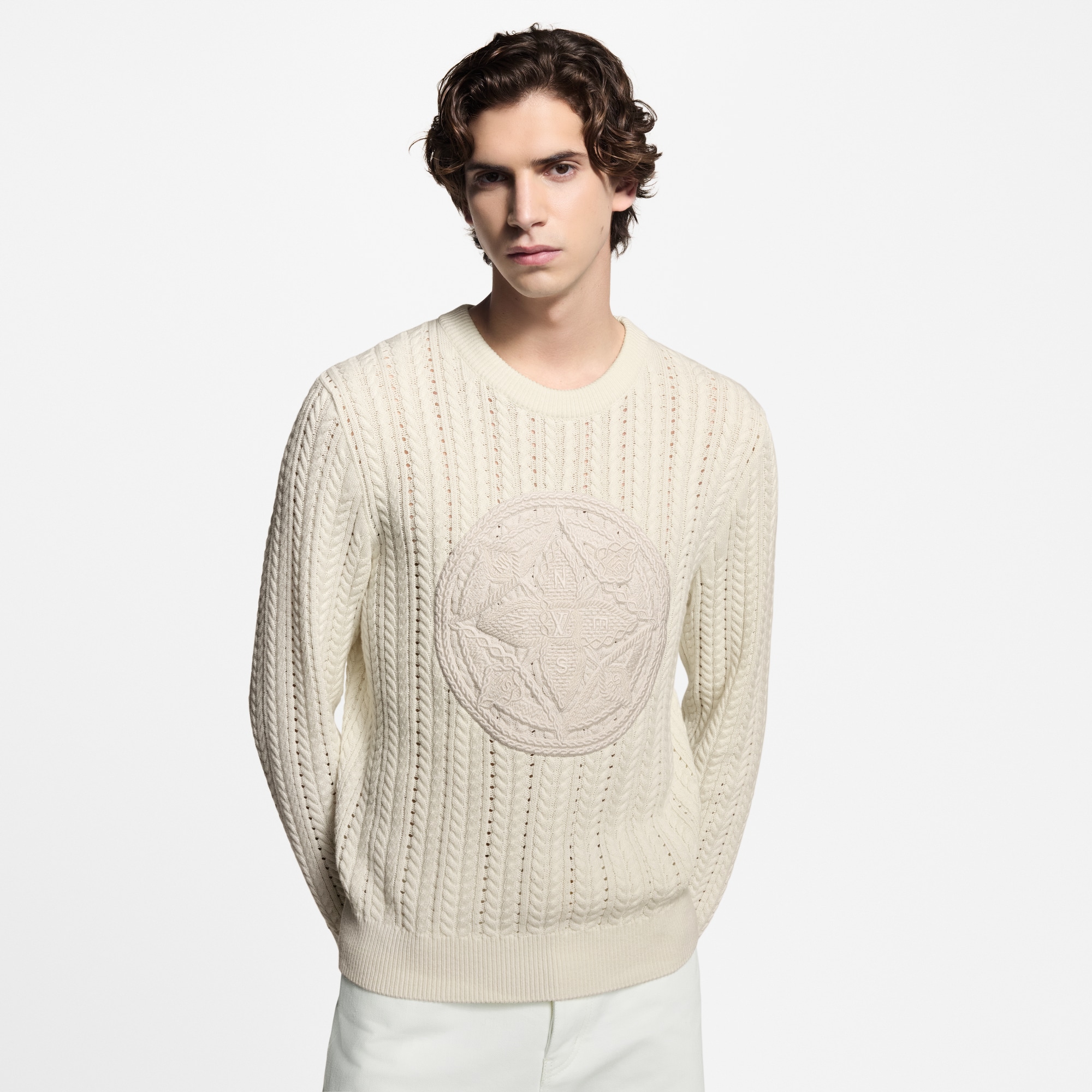 Langarm-Rundhalspullover aus Zopfstrick  Herren Ready to Wear Strick und Sweatshirts | LOUIS VUITTON (Zoom)