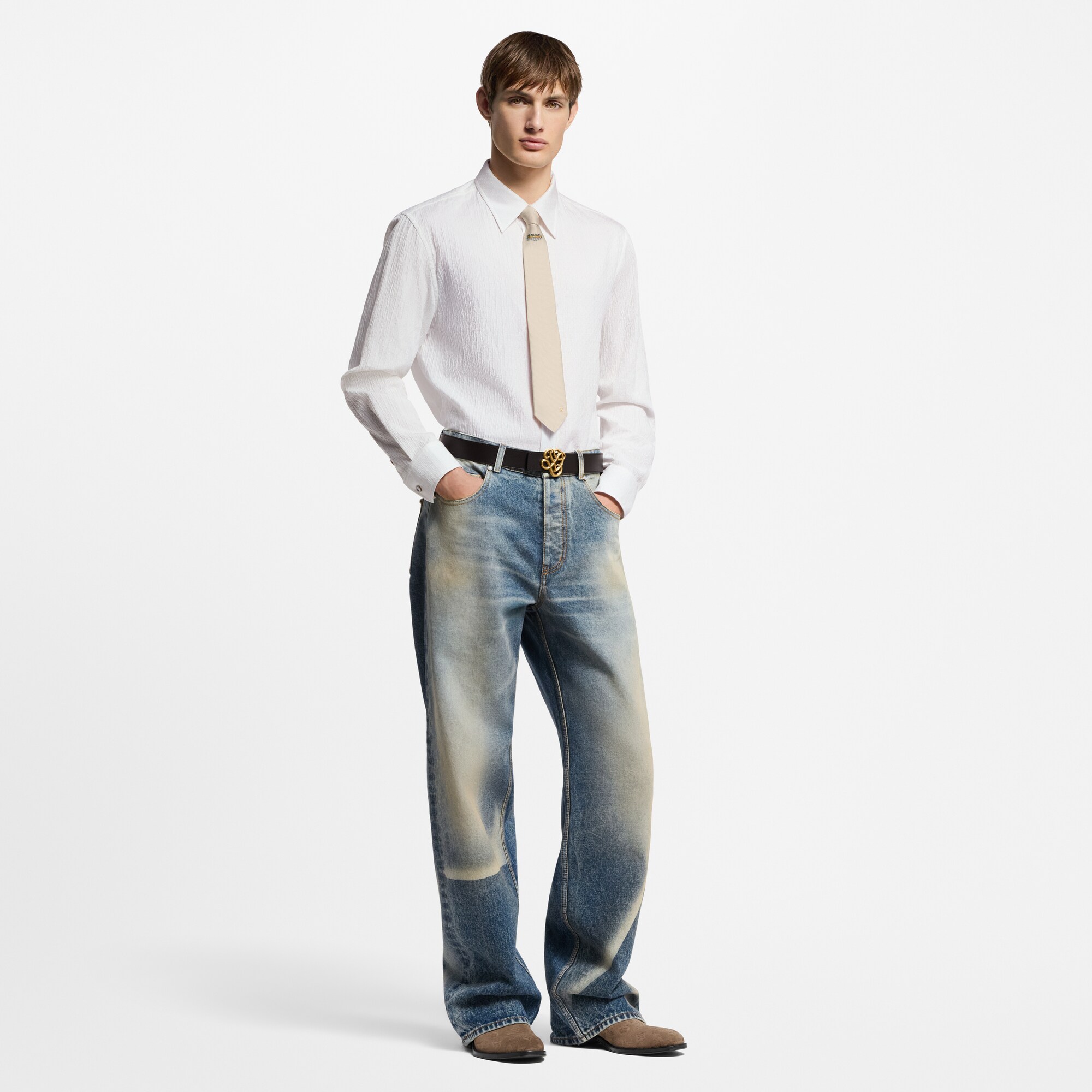 Langärmeliges Jacquard-Hemd aus Baumwolle mit Monogram-Motiv  Herren Ready to Wear Hemden | LOUIS VUITTON (Zoom)