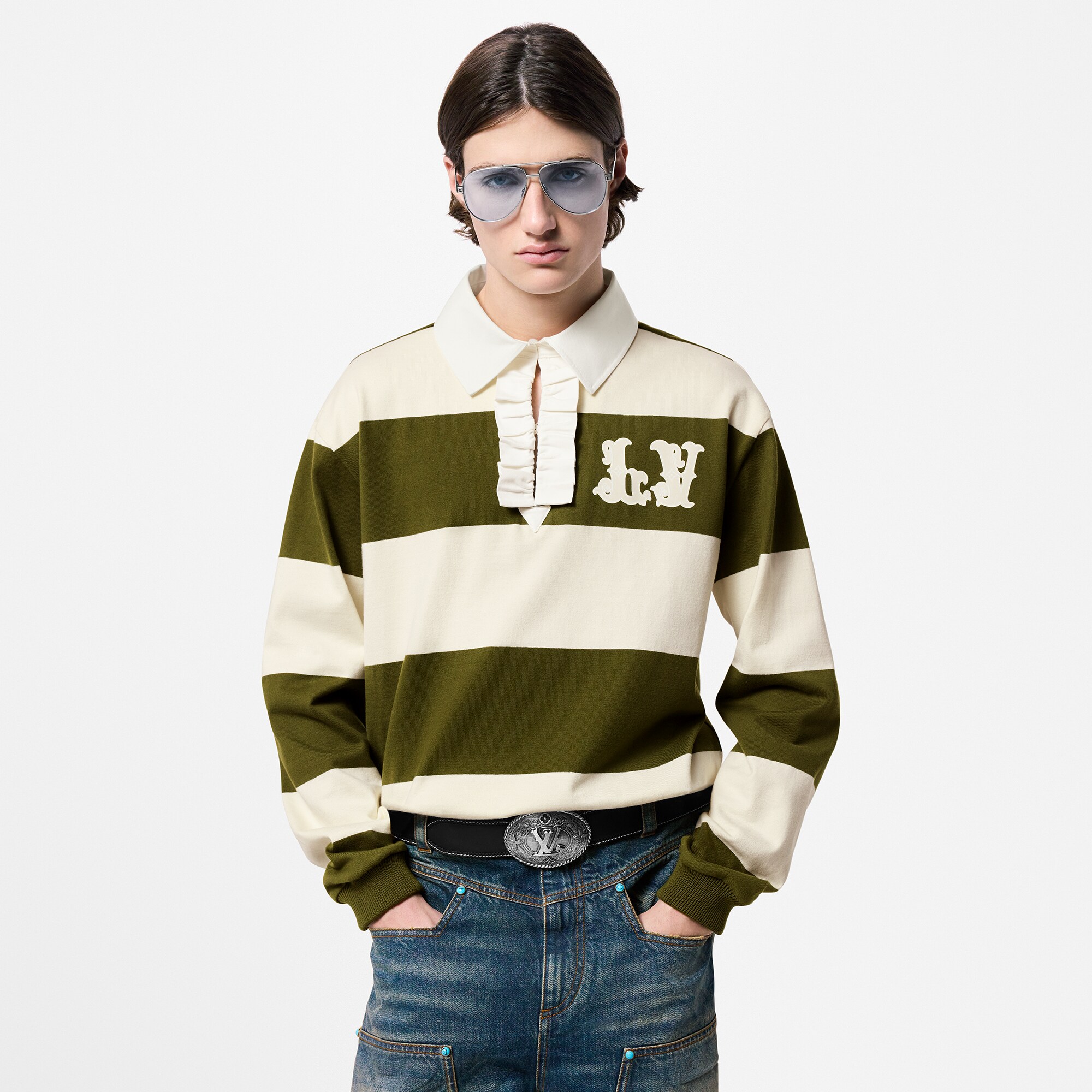 Langärmeliges Polohemd aus Baumwolle im Rugby-Stil  Herren Ready to Wear T-Shirts und Poloshirts | LOUIS VUITTON (Zoom)